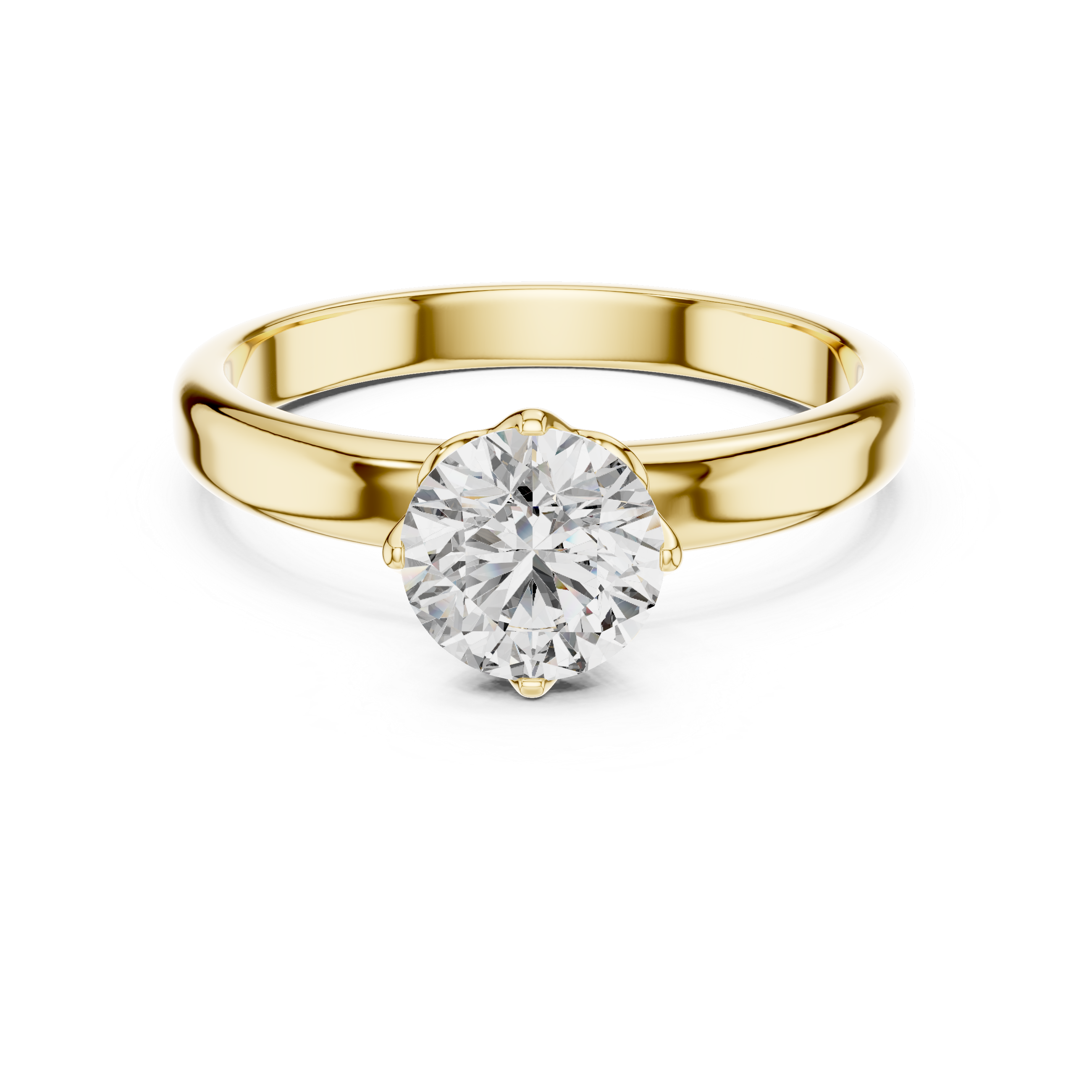 1.0 ct Lotus Prong Round Solitaire Engagement Ring