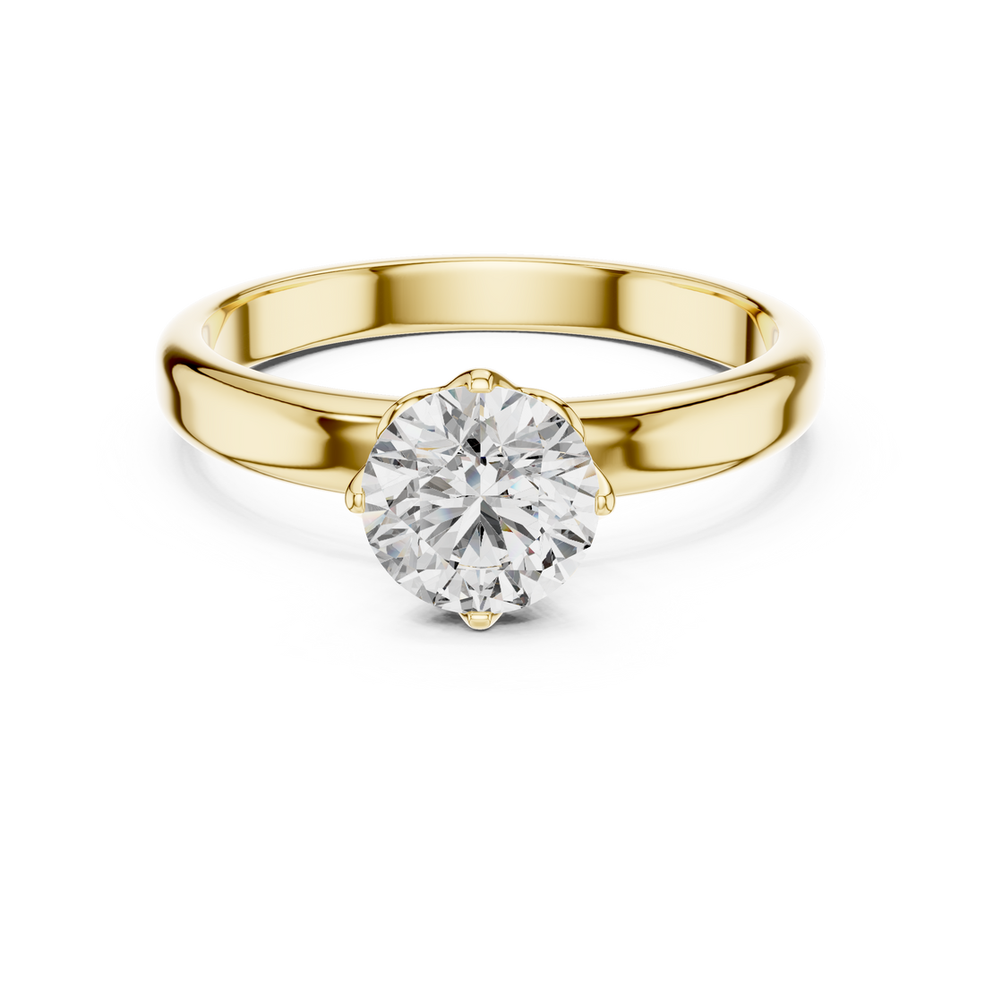 1.0 ct Lotus Prong Round Solitaire Engagement Ring