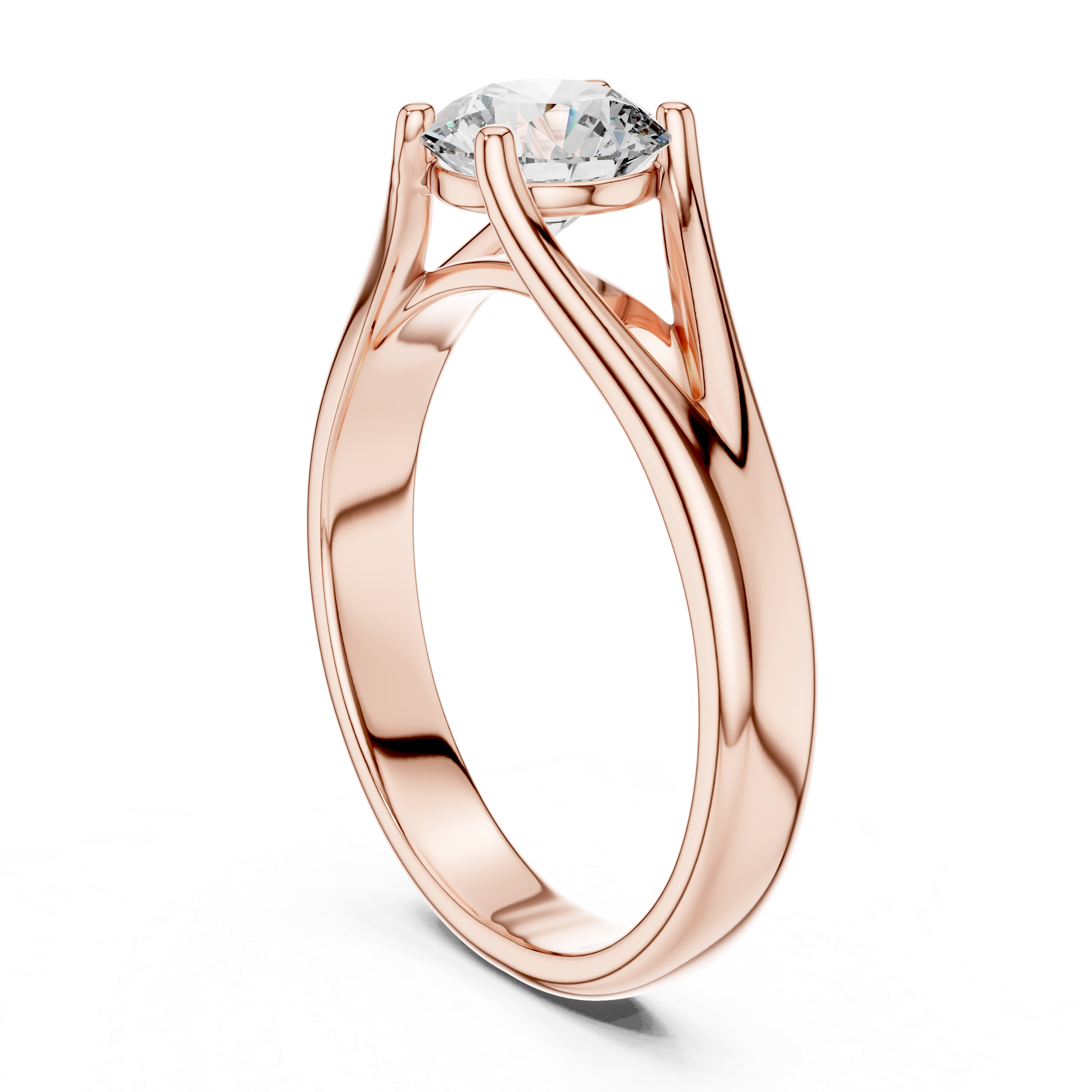 Brinda Gold and Diamonds Split-Shank 1.00 Carat Round Solitaire Diamond Ring
