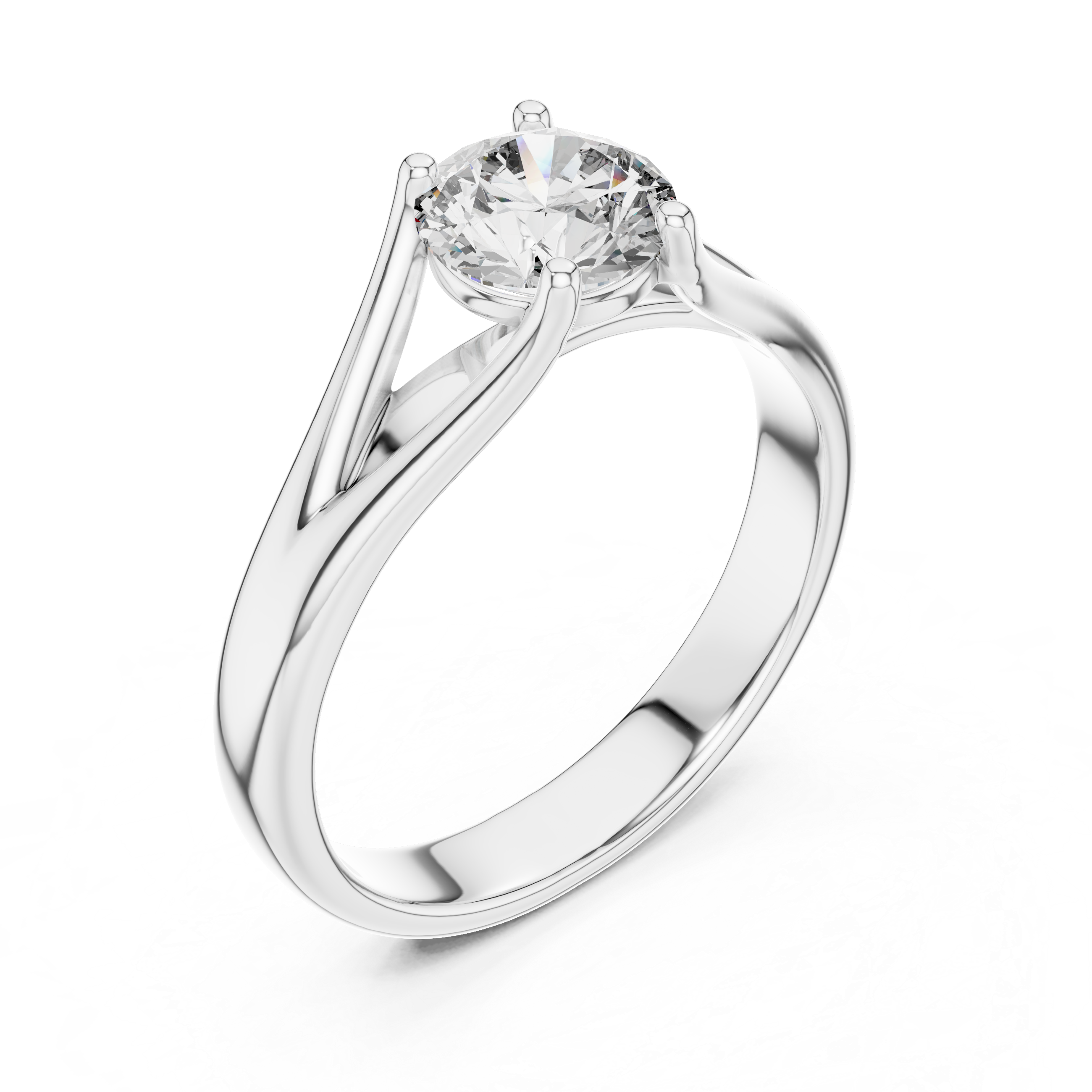 Brinda Gold and Diamonds Split-Shank 1.00 Carat Round Solitaire Diamond Ring
