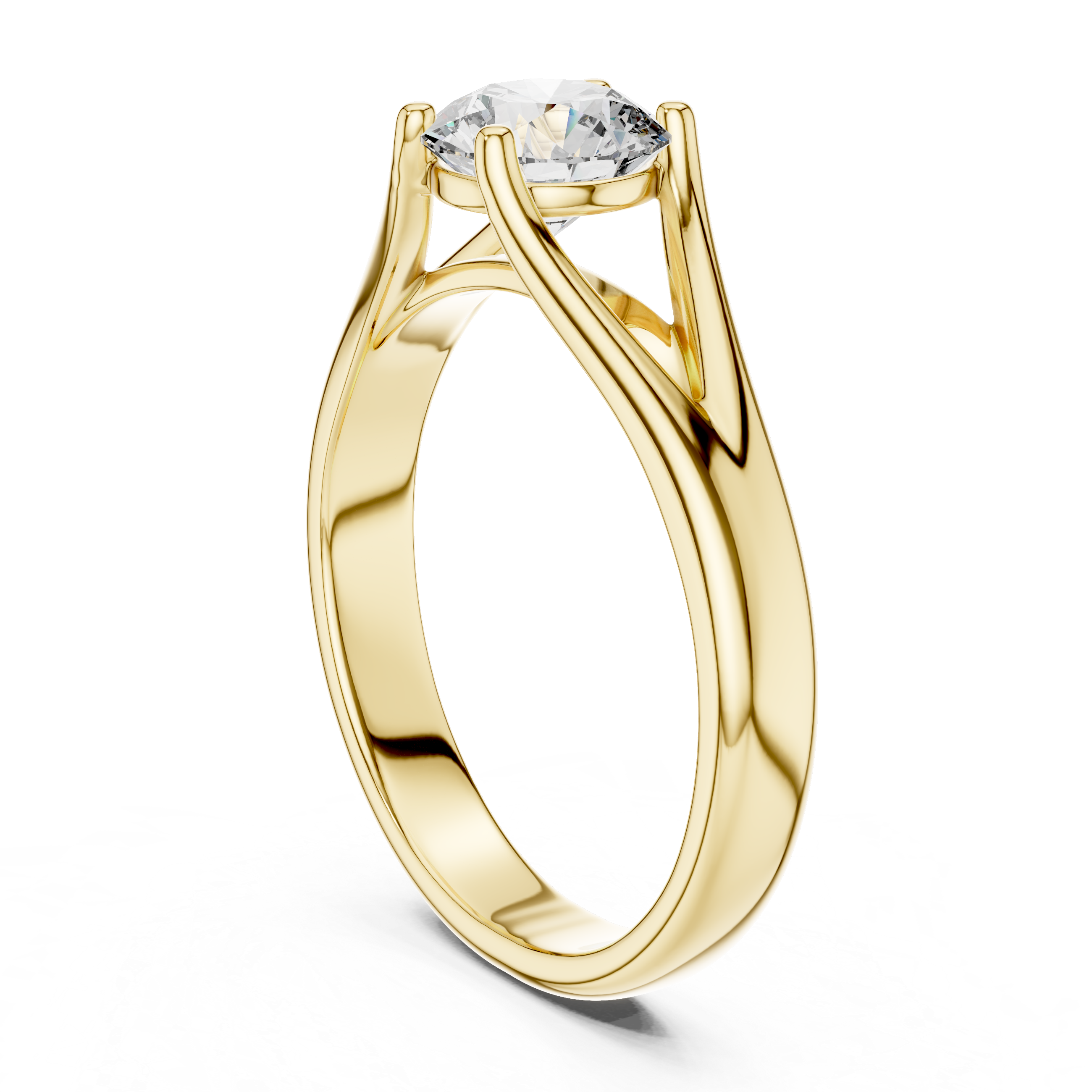 Brinda Gold and Diamonds Split-Shank 1.00 Carat Round Solitaire Diamond Ring