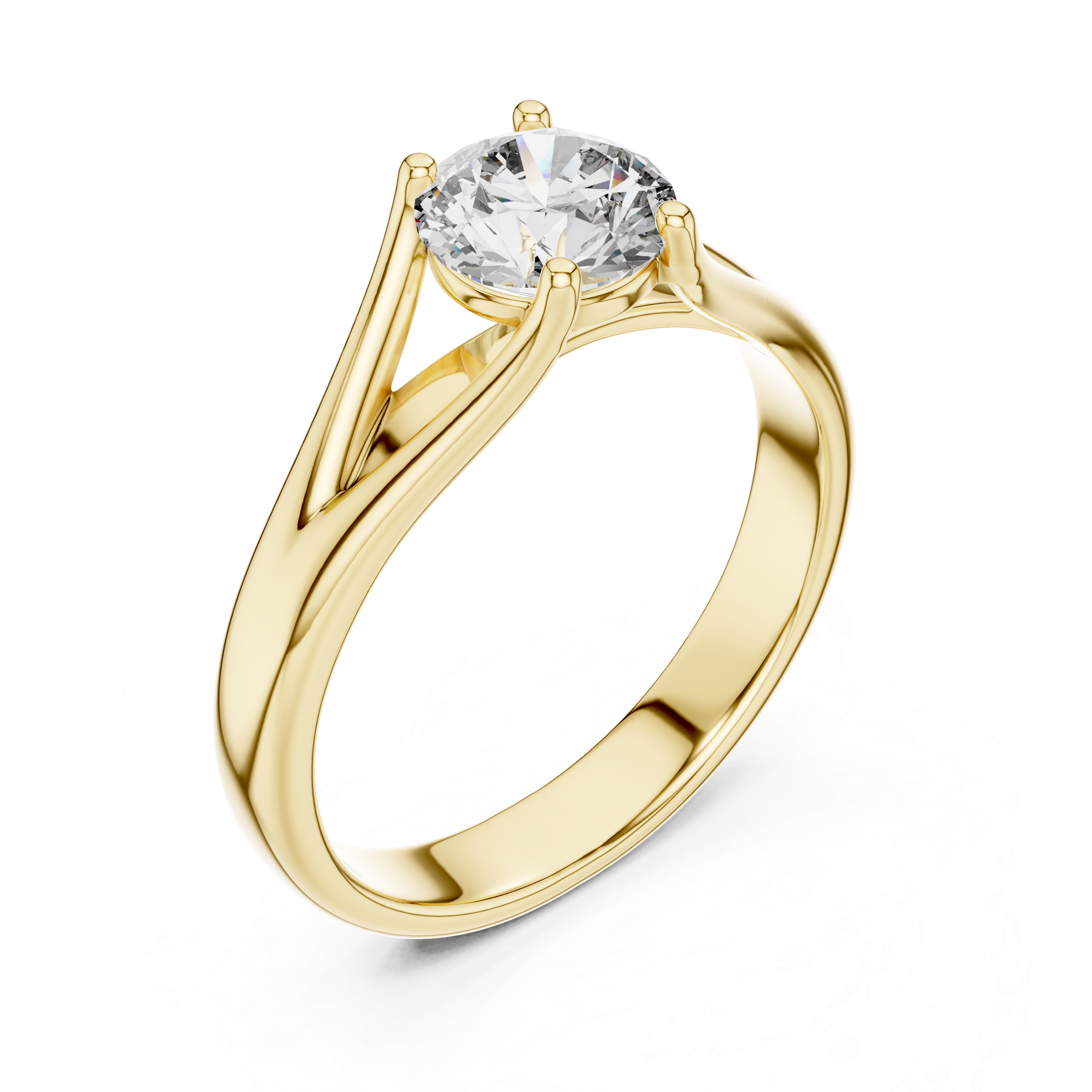 Brinda Gold and Diamonds Split-Shank 1.00 Carat Round Solitaire Diamond Ring