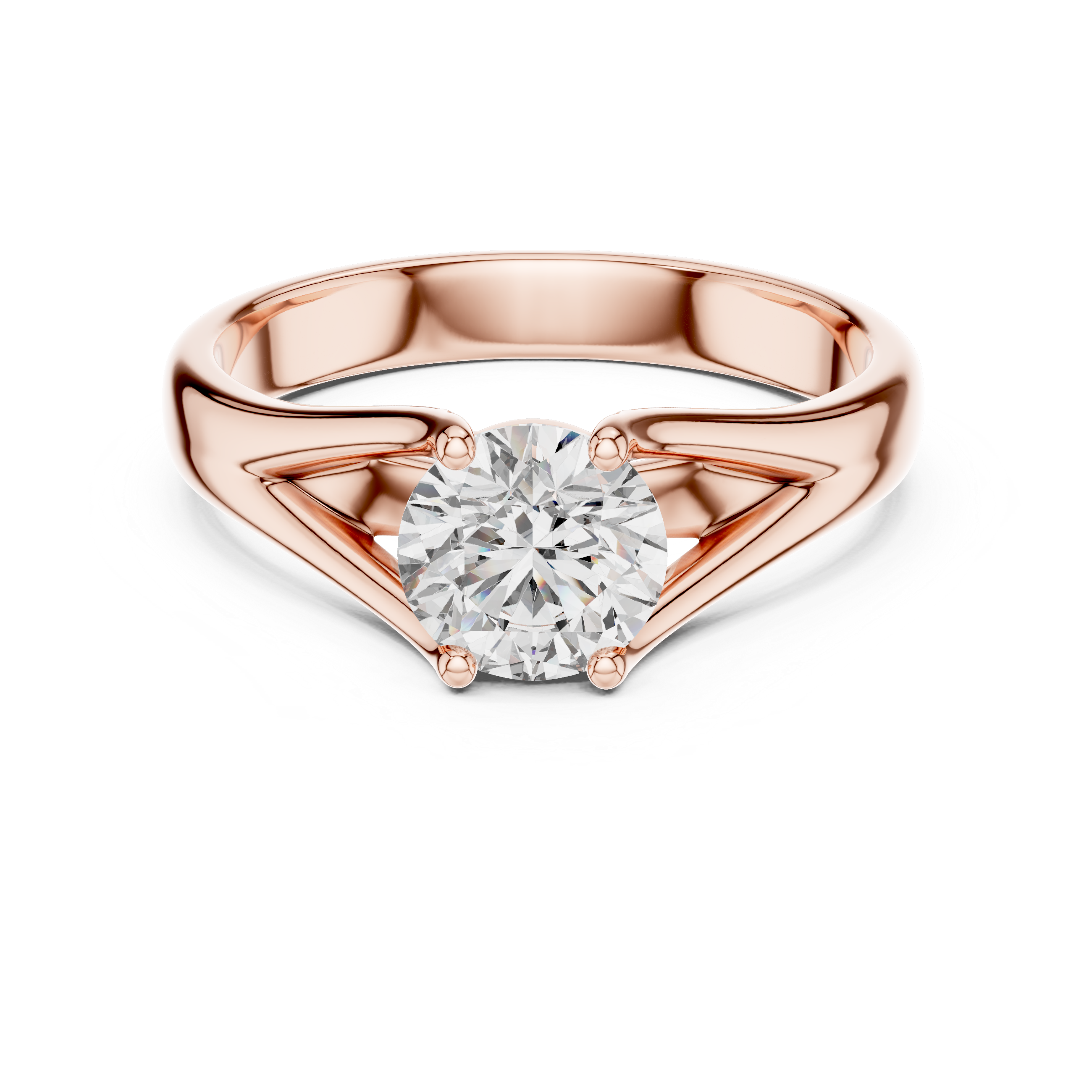 Brinda Gold and Diamonds Split-Shank 1.00 Carat Round Solitaire Diamond Ring