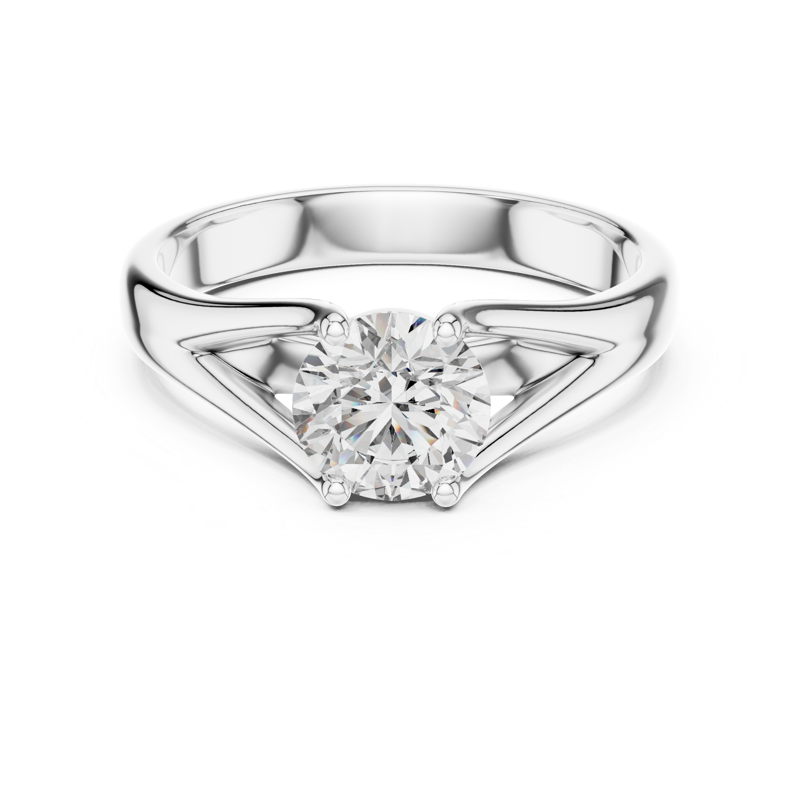 Brinda Gold and Diamonds Split-Shank 1.00 Carat Round Solitaire Diamond Ring