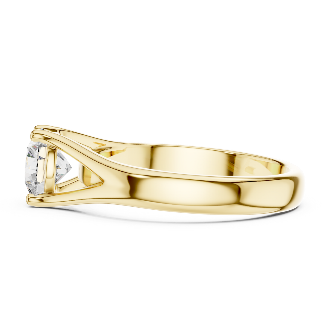 Brinda Gold and Diamonds Split-Shank 1.00 Carat Round Solitaire Diamond Ring