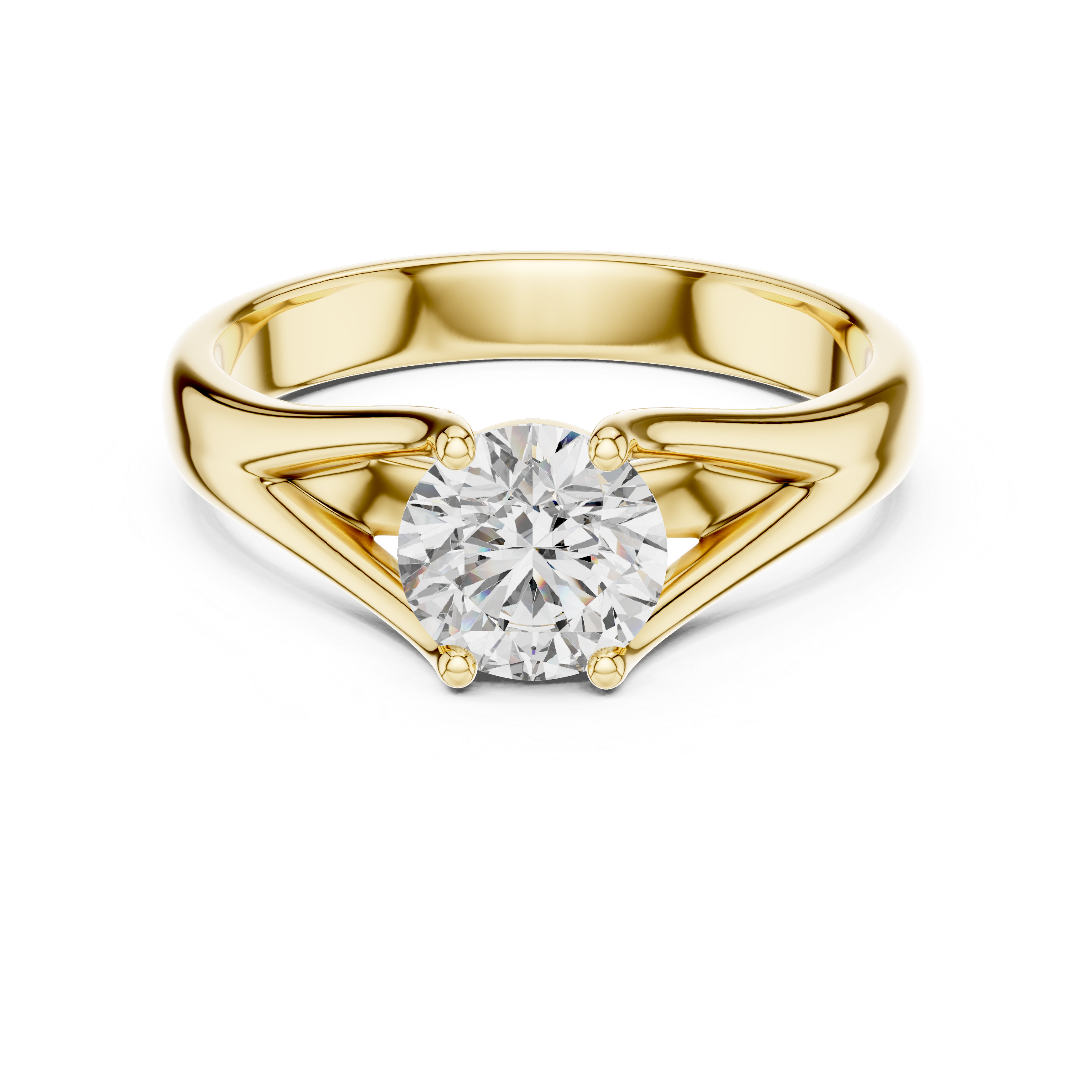 Brinda Gold and Diamonds Split-Shank 1.00 Carat Round Solitaire Diamond Ring