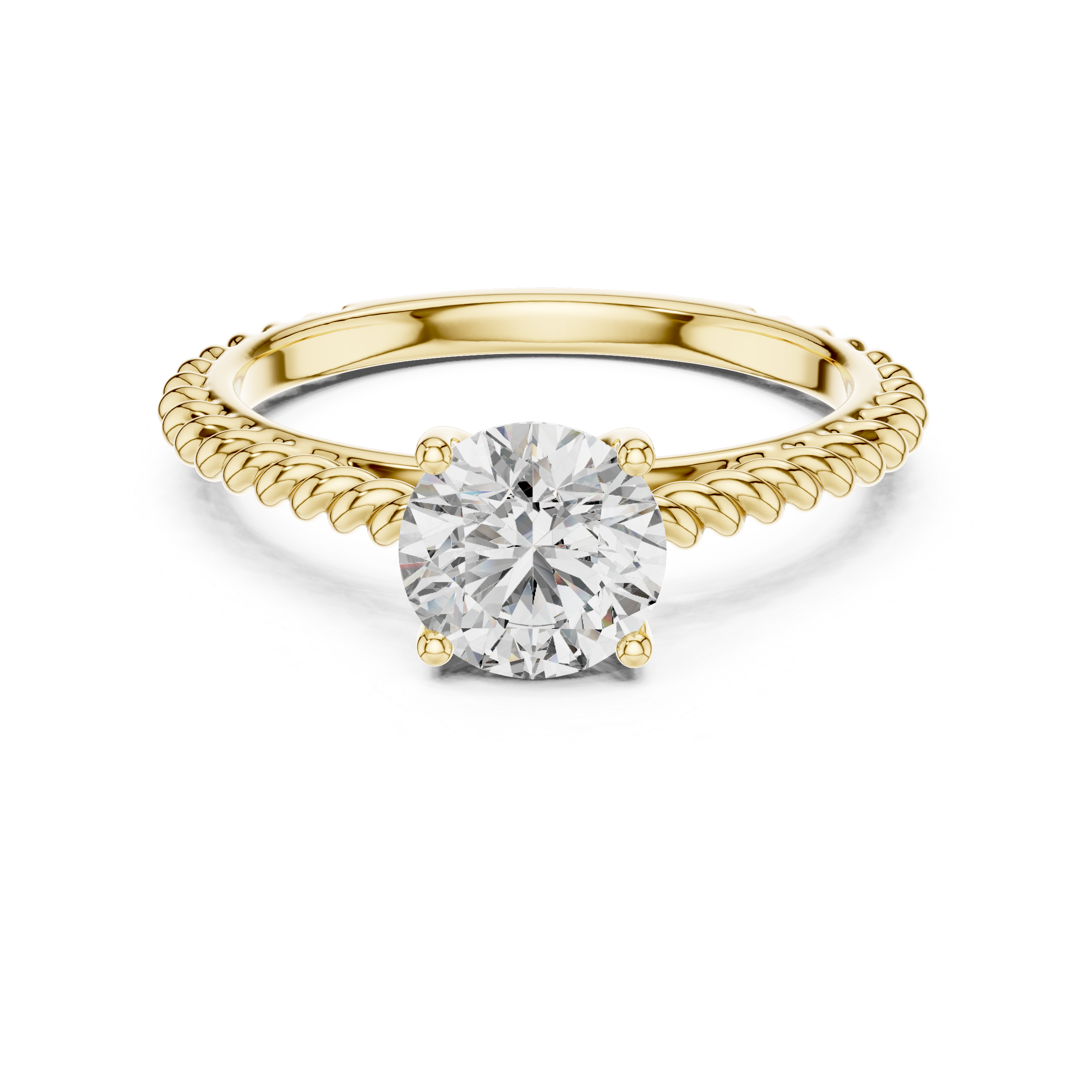 Twisted Rope Band 1.00 Carat Round Solitaire Diamond Ring