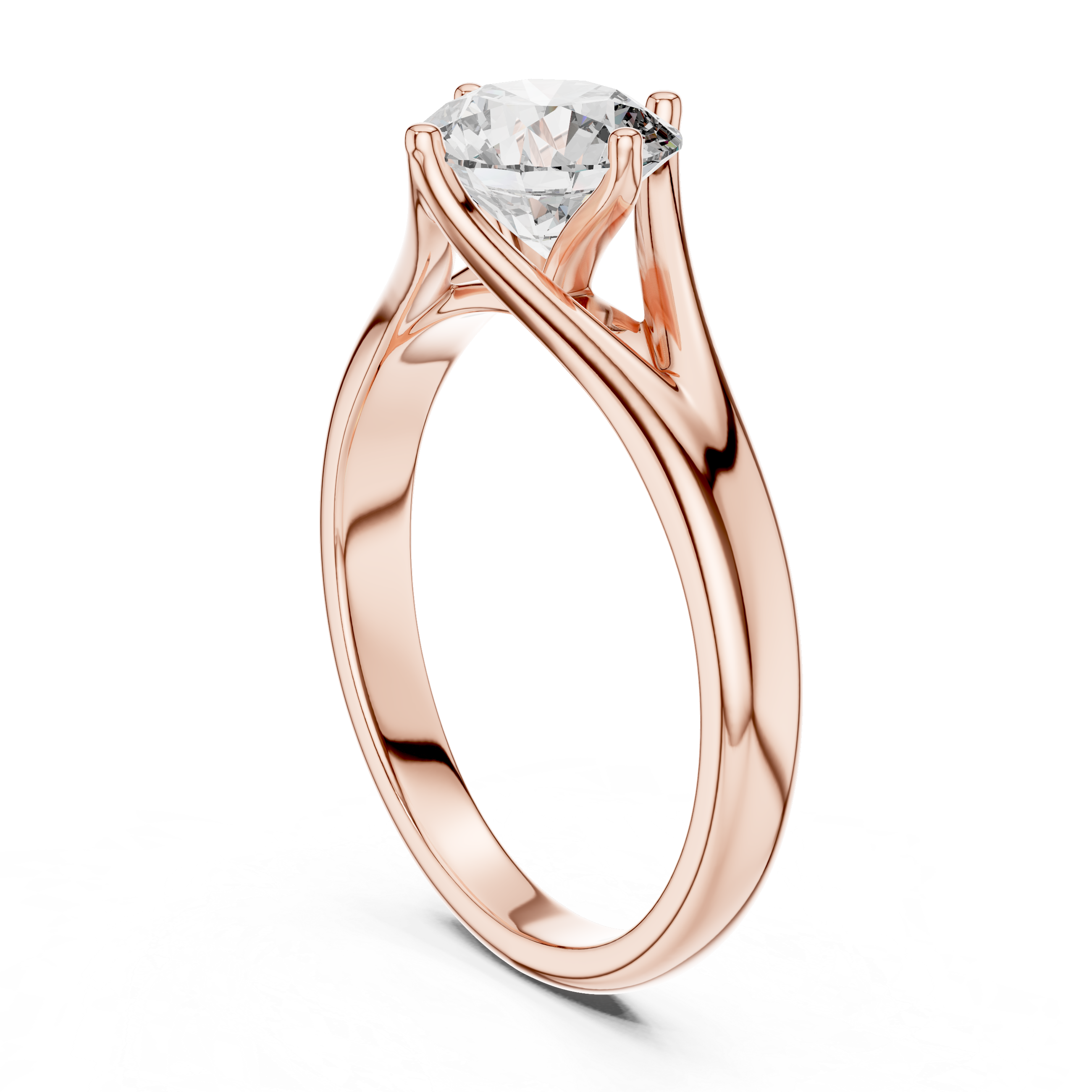 Tapered Split-Shank 1.00 Carat Round Solitaire Diamond Ring