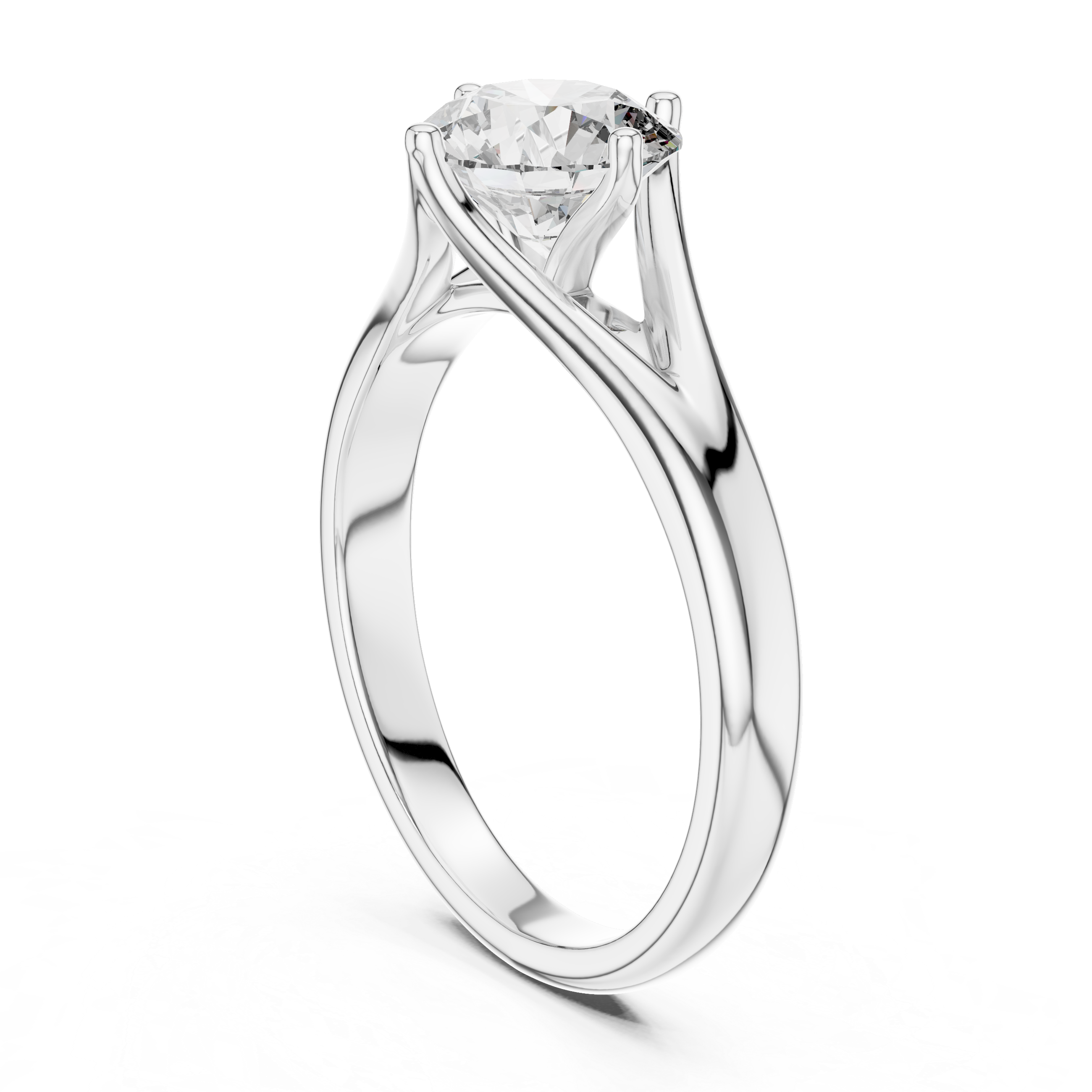Tapered Split-Shank 1.00 Carat Round Solitaire Diamond Ring