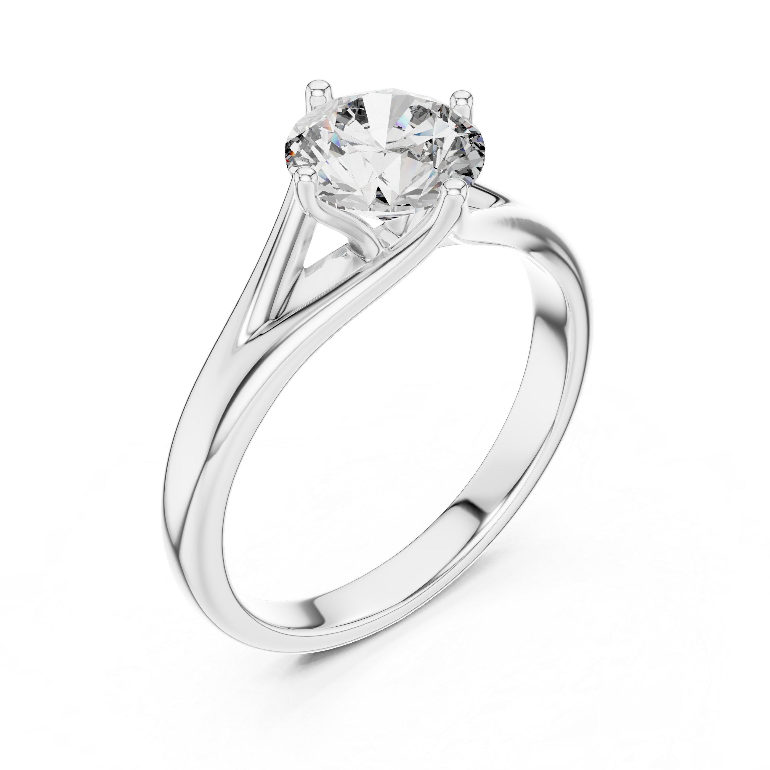 Tapered Split-Shank 1.00 Carat Round Solitaire Diamond Ring