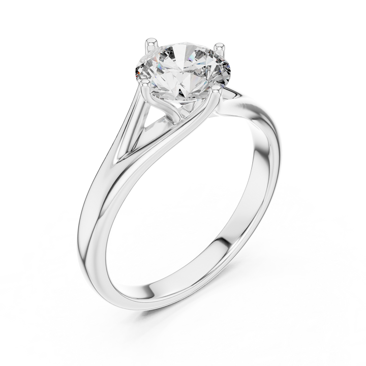 Tapered Split-Shank 1.00 Carat Round Solitaire Diamond Ring