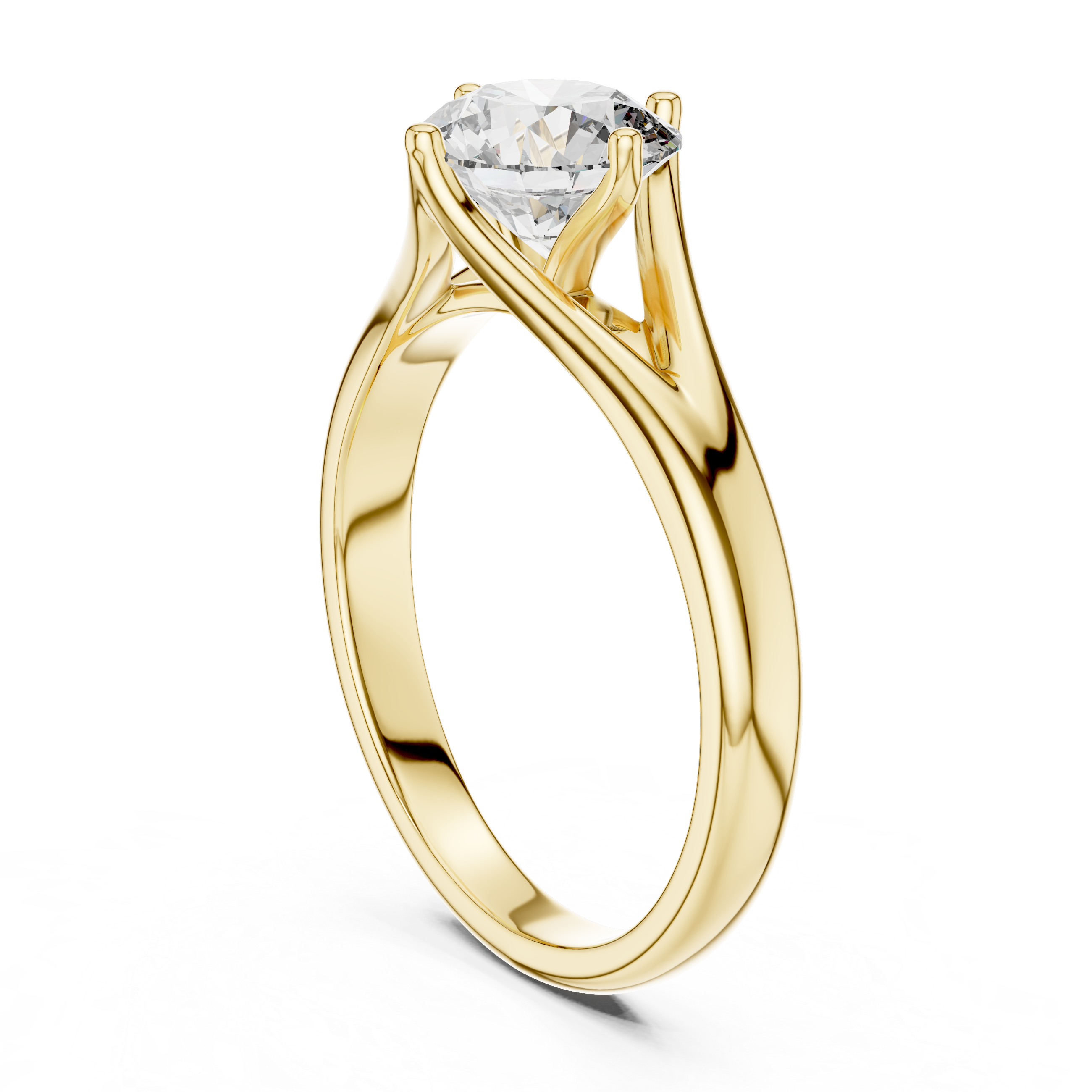 Tapered Split-Shank 1.00 Carat Round Solitaire Diamond Ring
