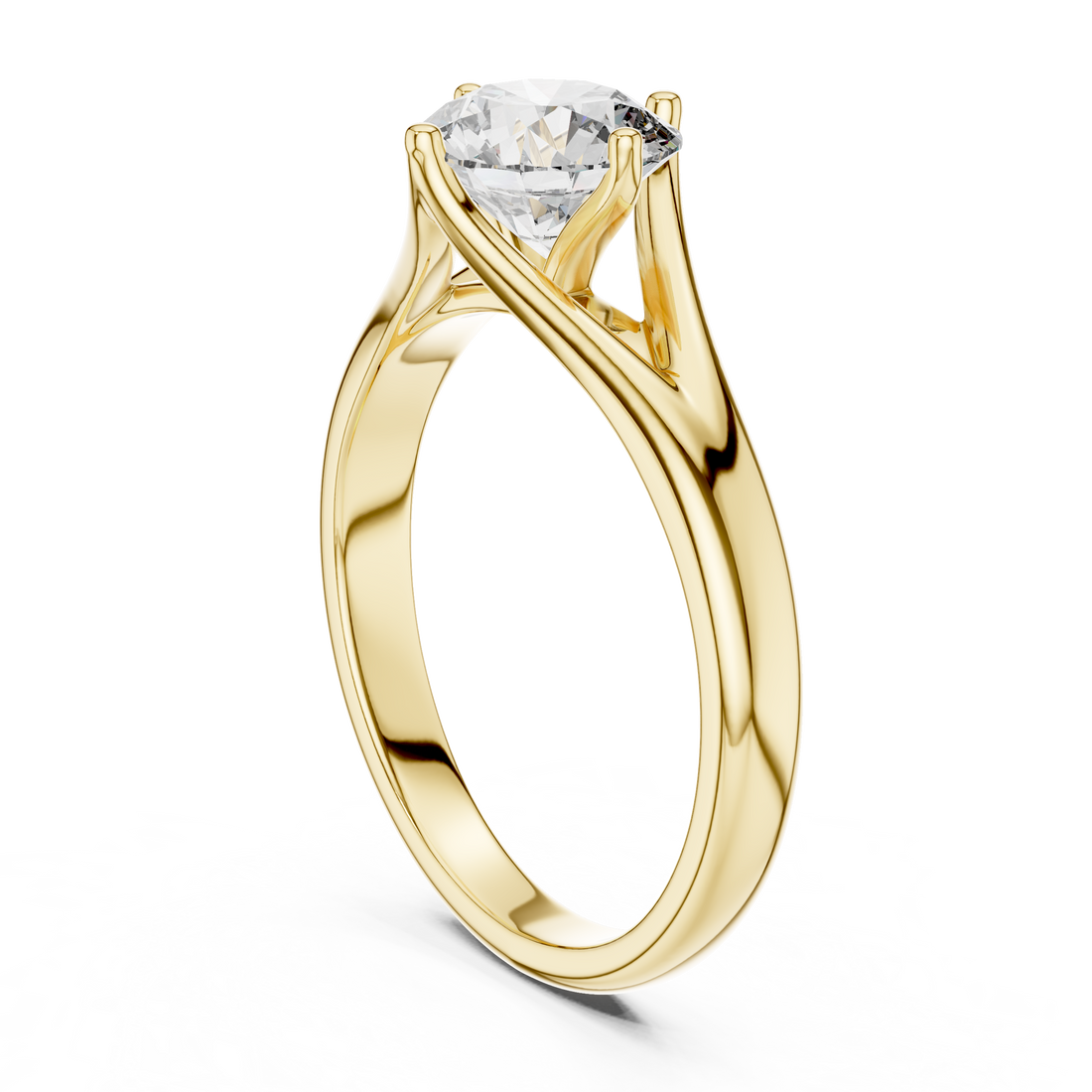Tapered Split-Shank 1.00 Carat Round Solitaire Diamond Ring