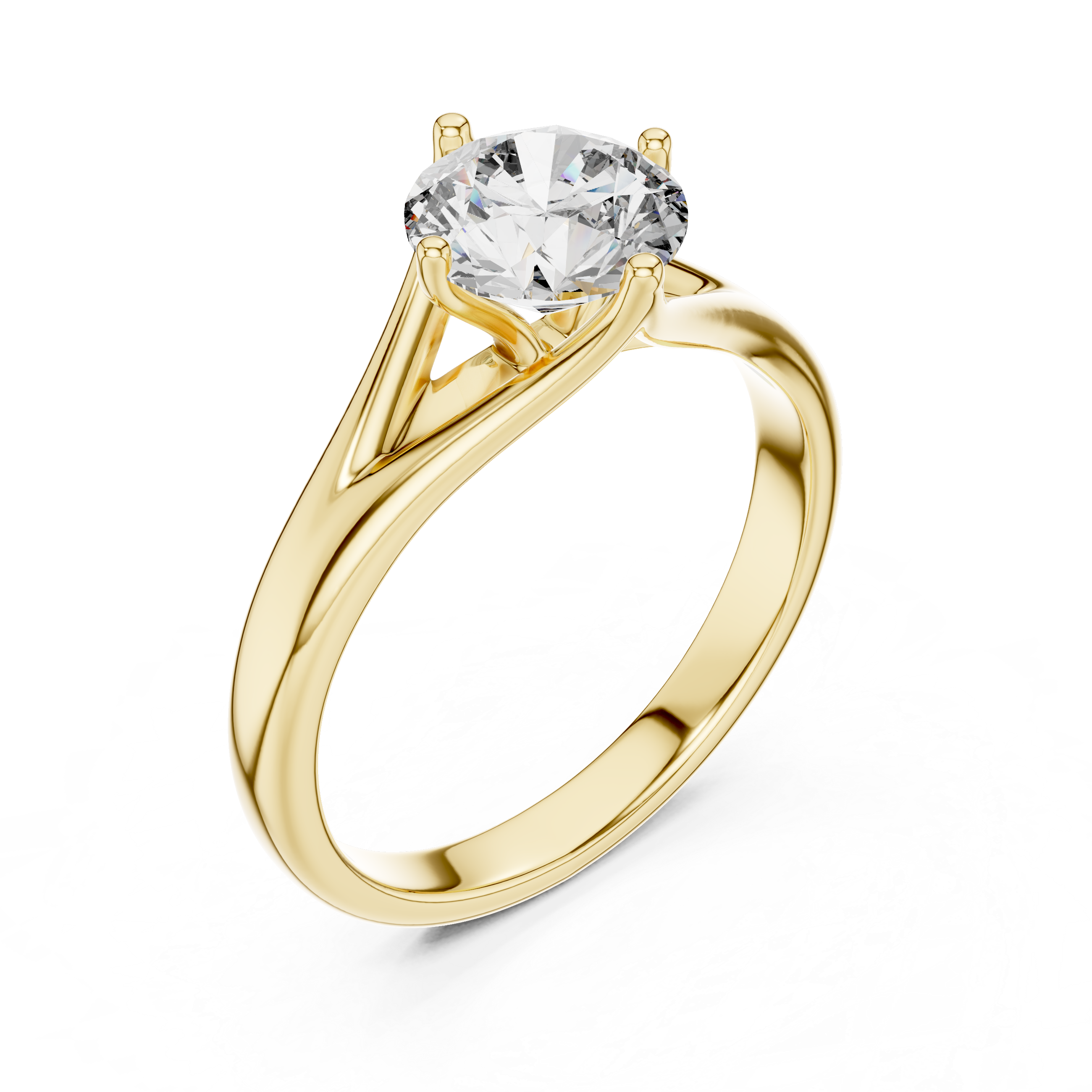 Tapered Split-Shank 1.00 Carat Round Solitaire Diamond Ring