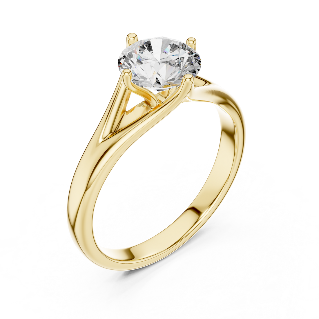 Tapered Split-Shank 1.00 Carat Round Solitaire Diamond Ring