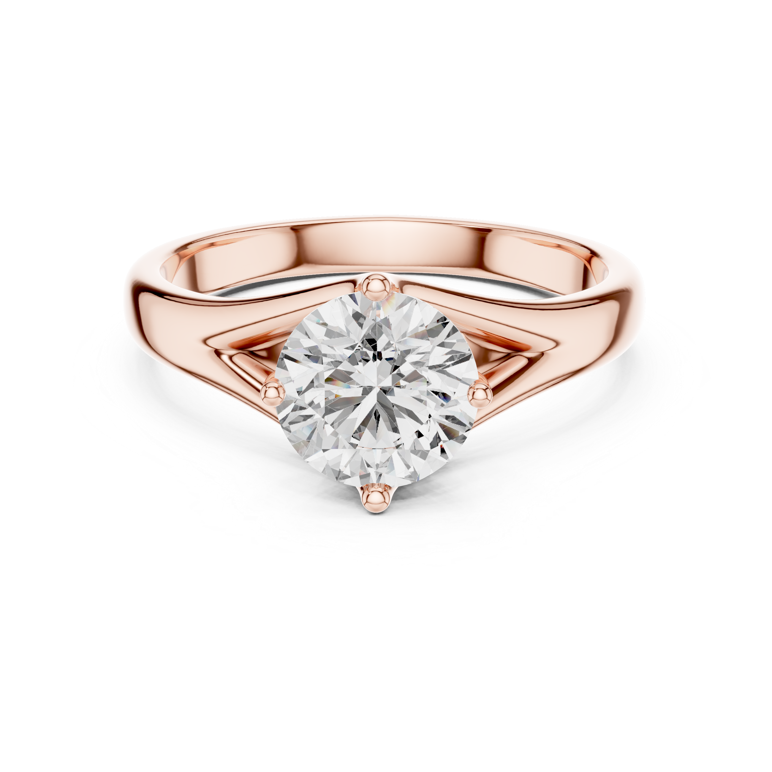 Tapered Split-Shank 1.00 Carat Round Solitaire Diamond Ring
