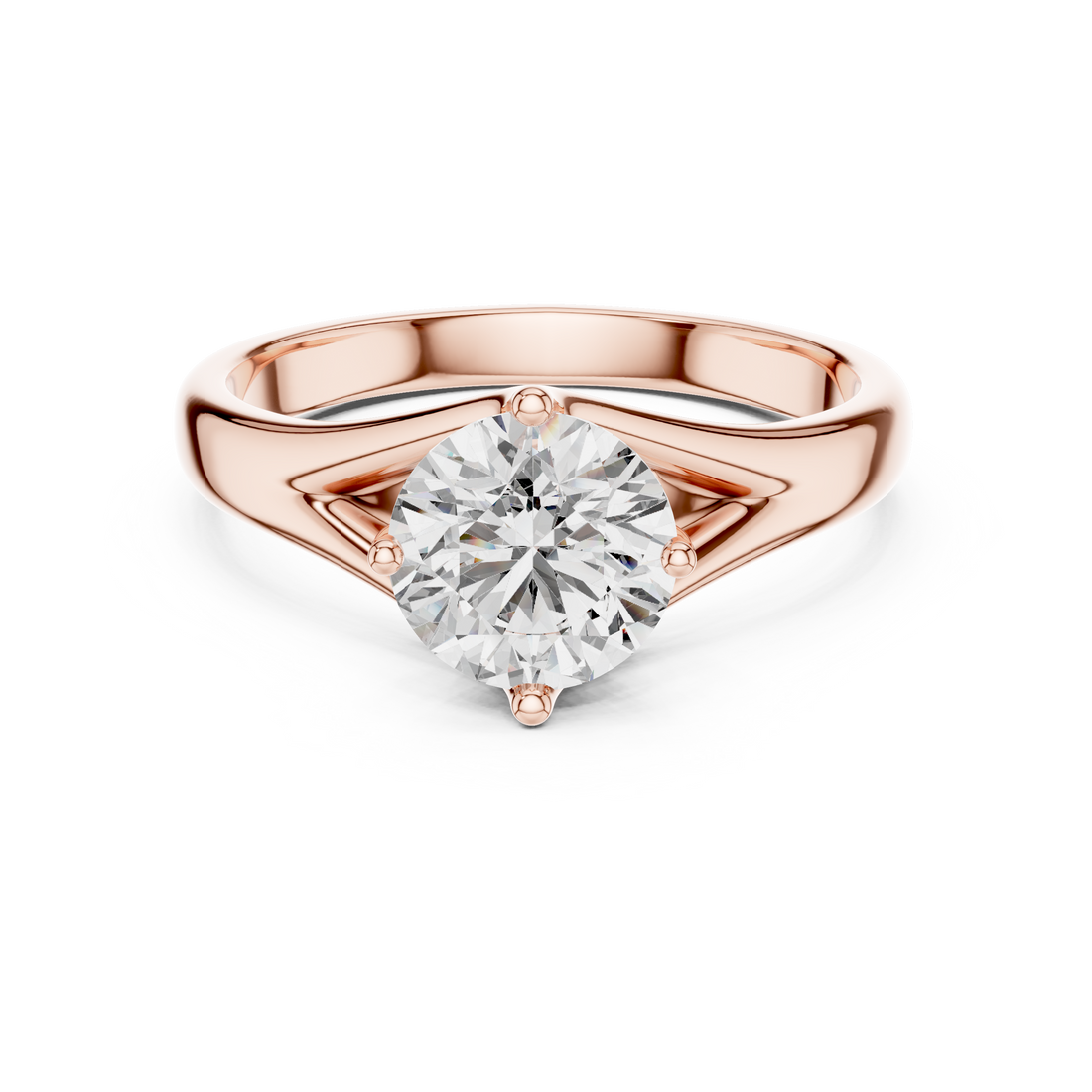 Tapered Split-Shank 1.00 Carat Round Solitaire Diamond Ring