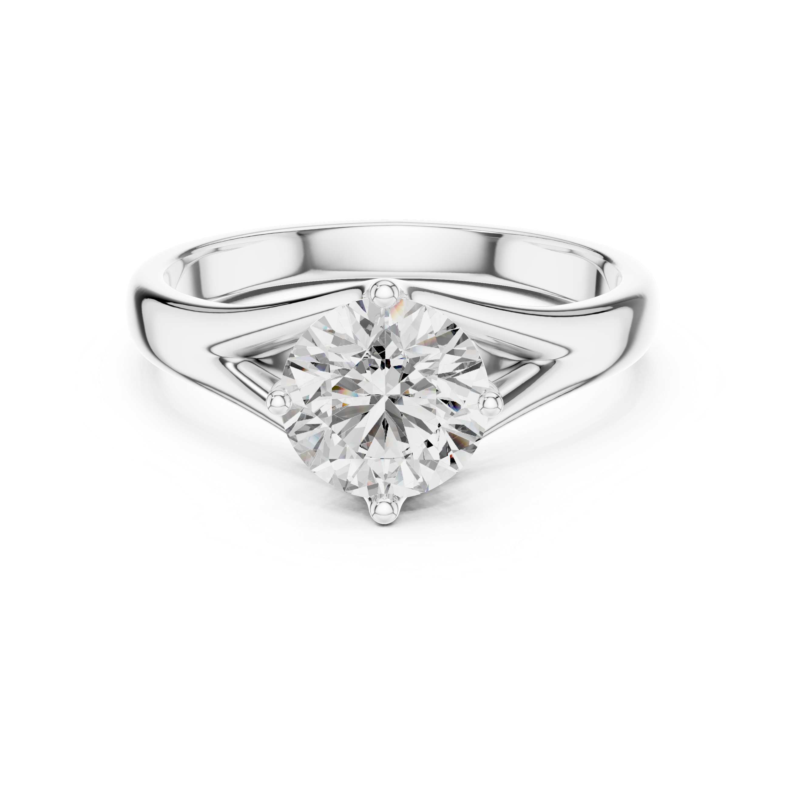 Tapered Split-Shank 1.00 Carat Round Solitaire Diamond Ring