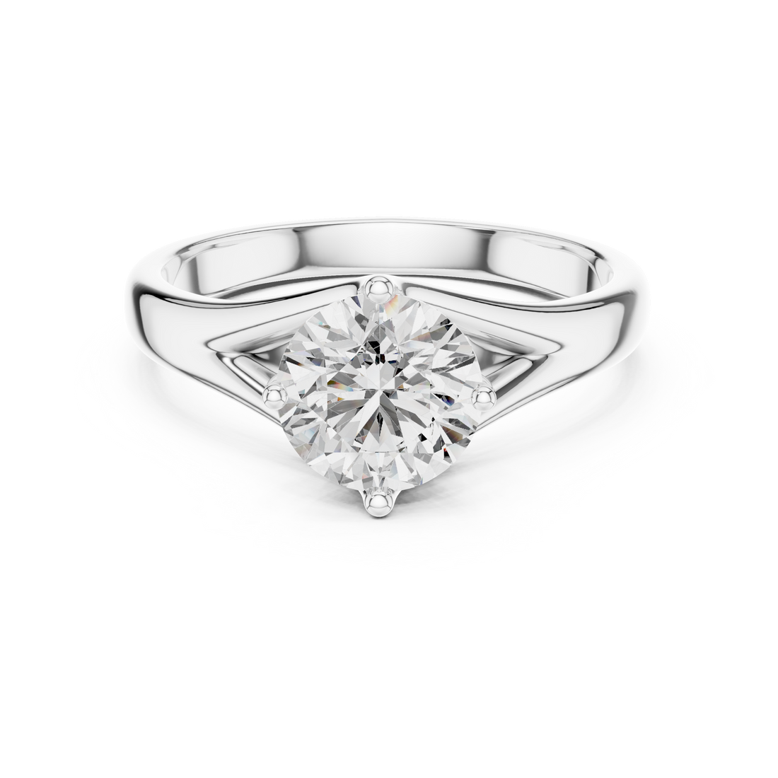 Tapered Split-Shank 1.00 Carat Round Solitaire Diamond Ring