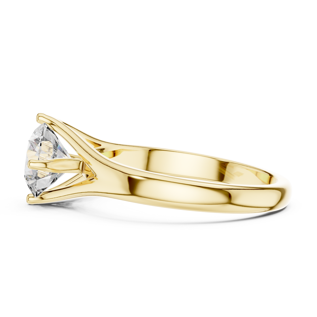 Tapered Split-Shank 1.00 Carat Round Solitaire Diamond Ring