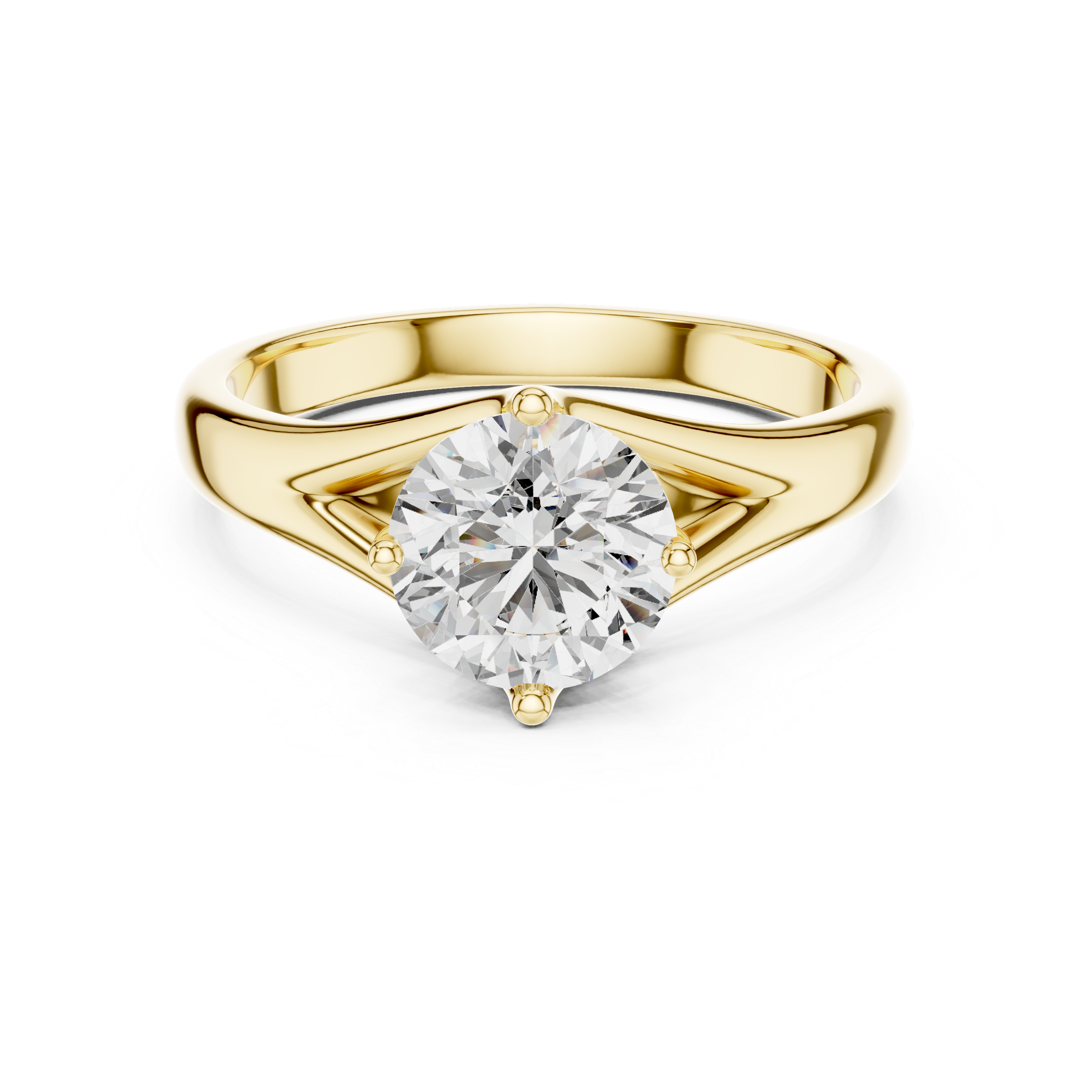 Tapered Split-Shank 1.00 Carat Round Solitaire Diamond Ring