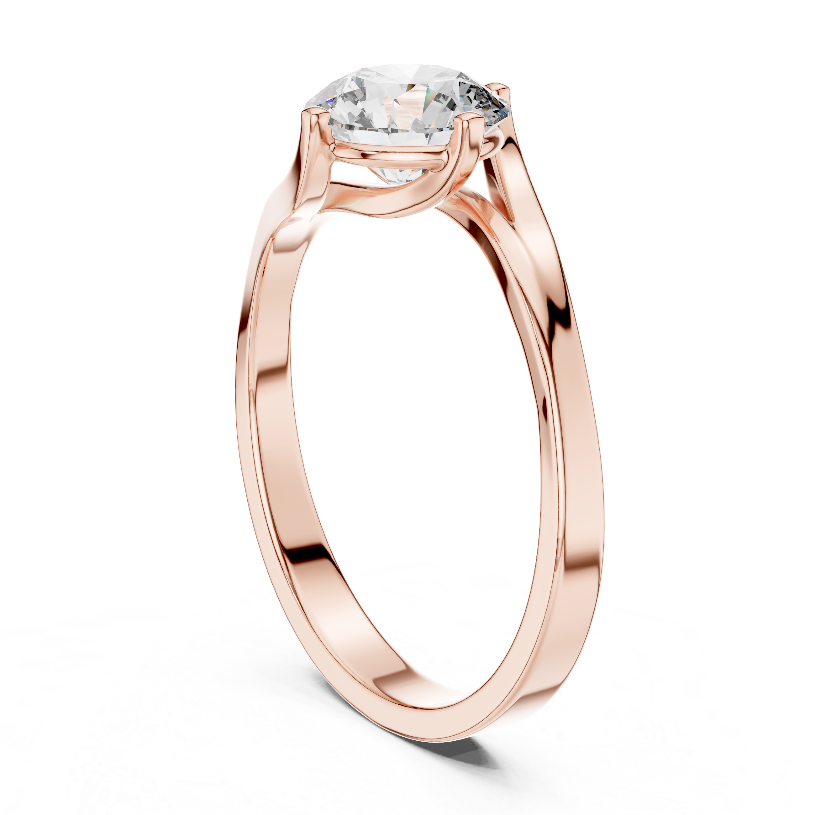 Bypass 1.00 Carat Round Solitaire Diamond Ring