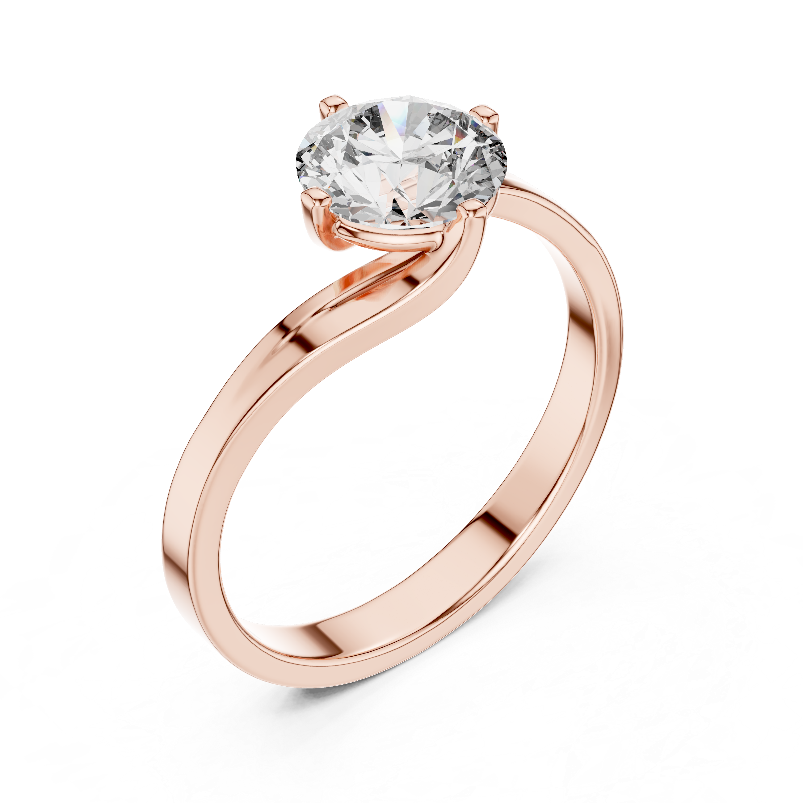 Bypass 1.00 Carat Round Solitaire Diamond Ring