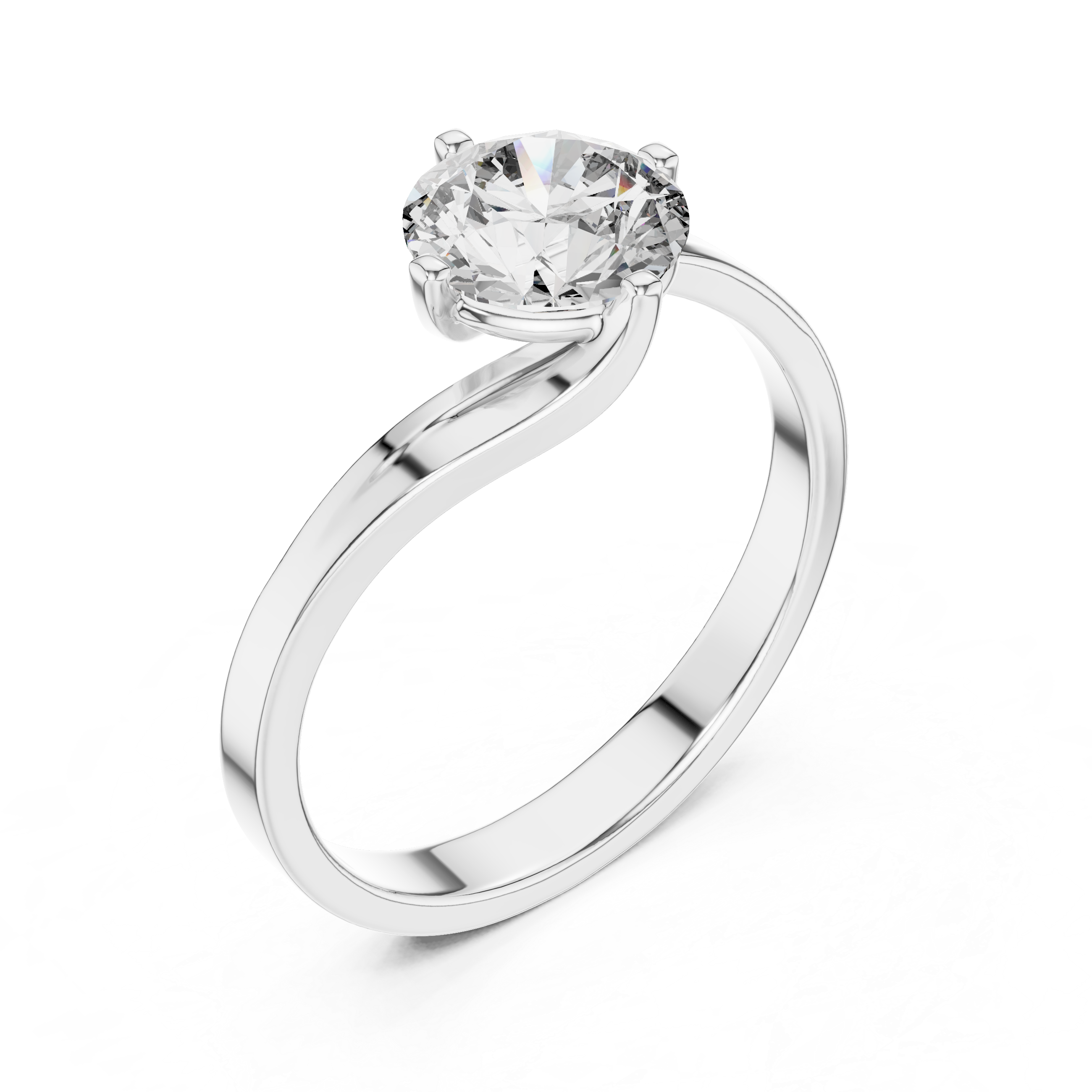 Bypass 1.00 Carat Round Solitaire Diamond Ring