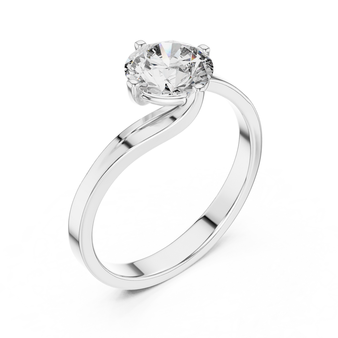 Bypass 1.00 Carat Round Solitaire Diamond Ring