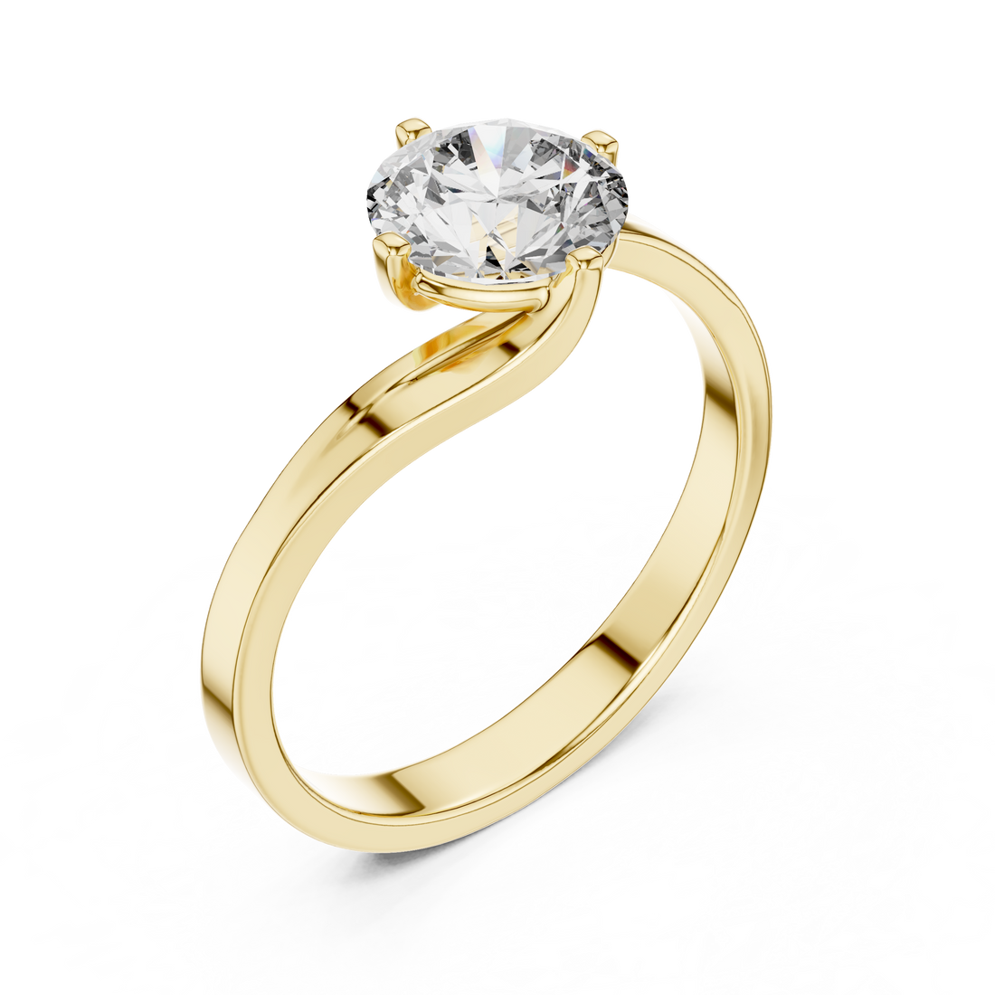 Bypass 1.00 Carat Round Solitaire Diamond Ring