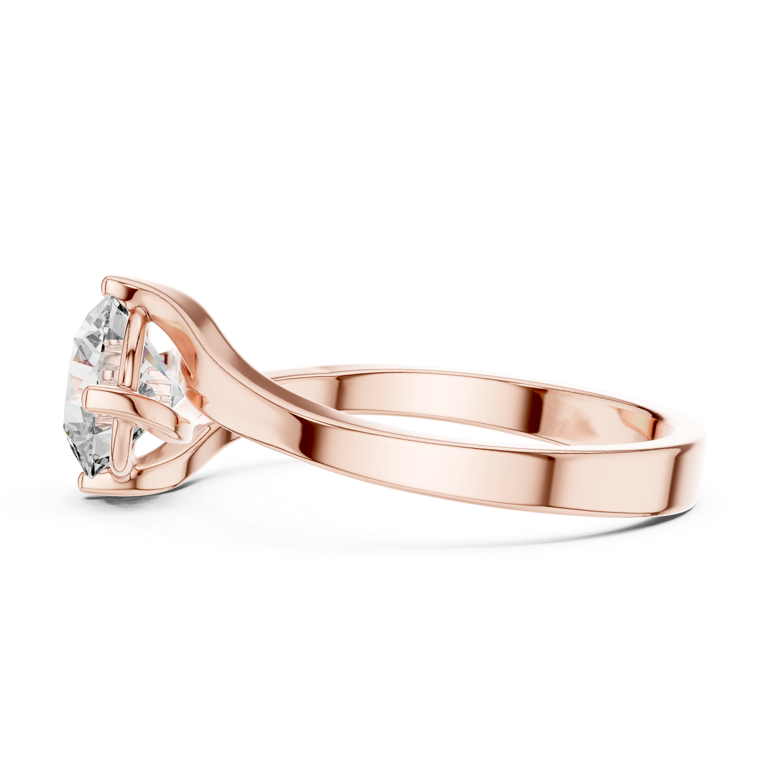 Bypass 1.00 Carat Round Solitaire Diamond Ring