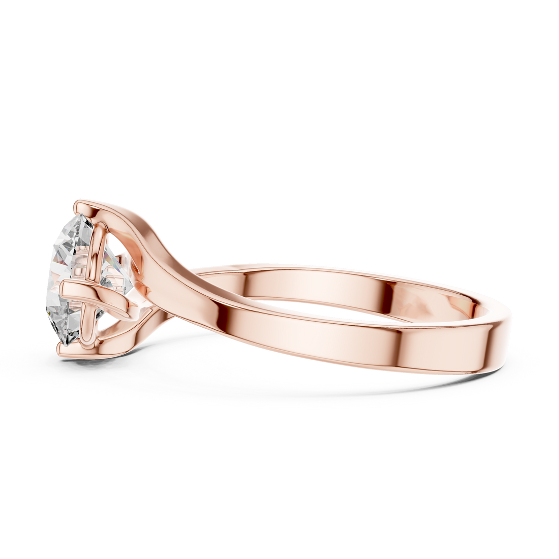Bypass 1.00 Carat Round Solitaire Diamond Ring
