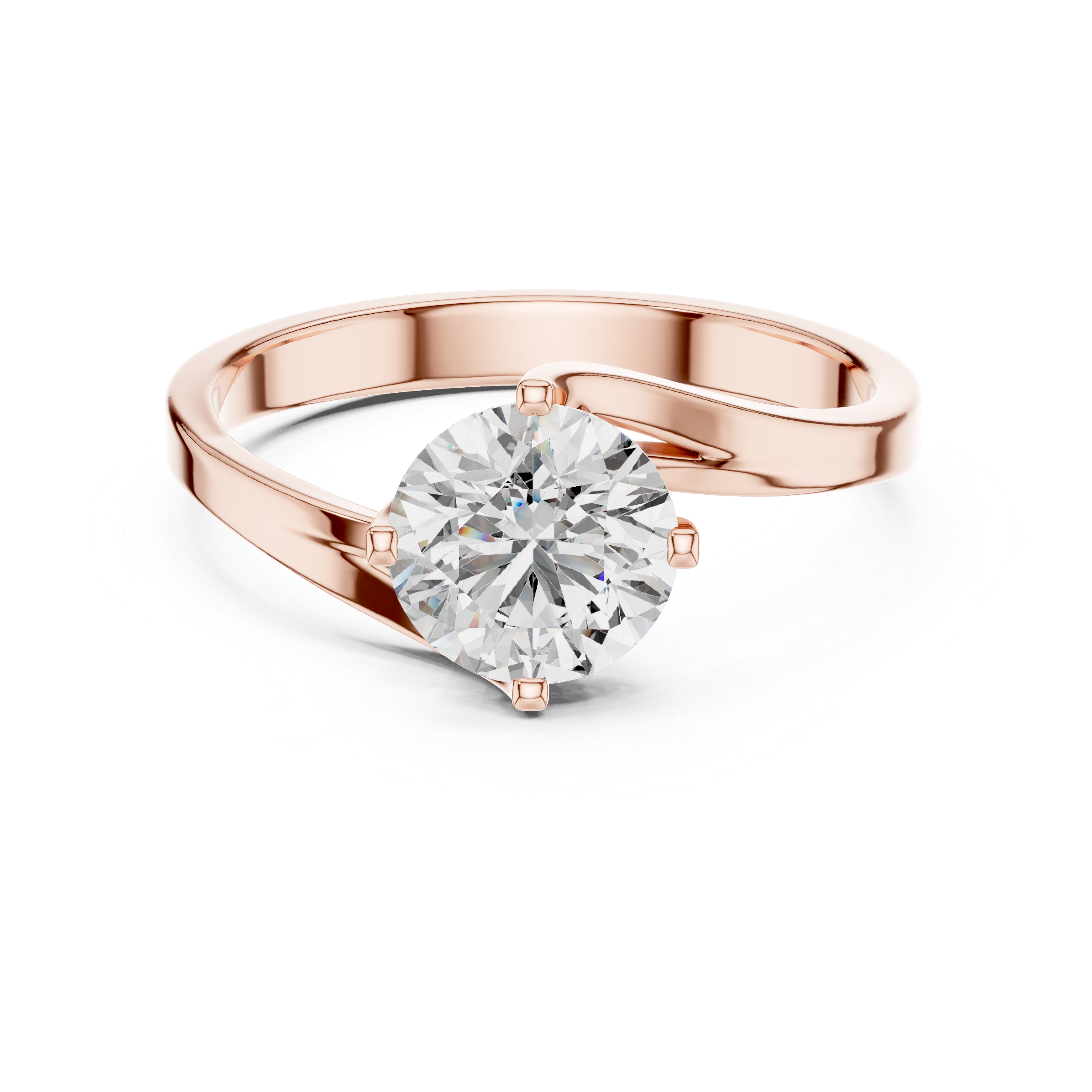 Bypass 1.00 Carat Round Solitaire Diamond Ring