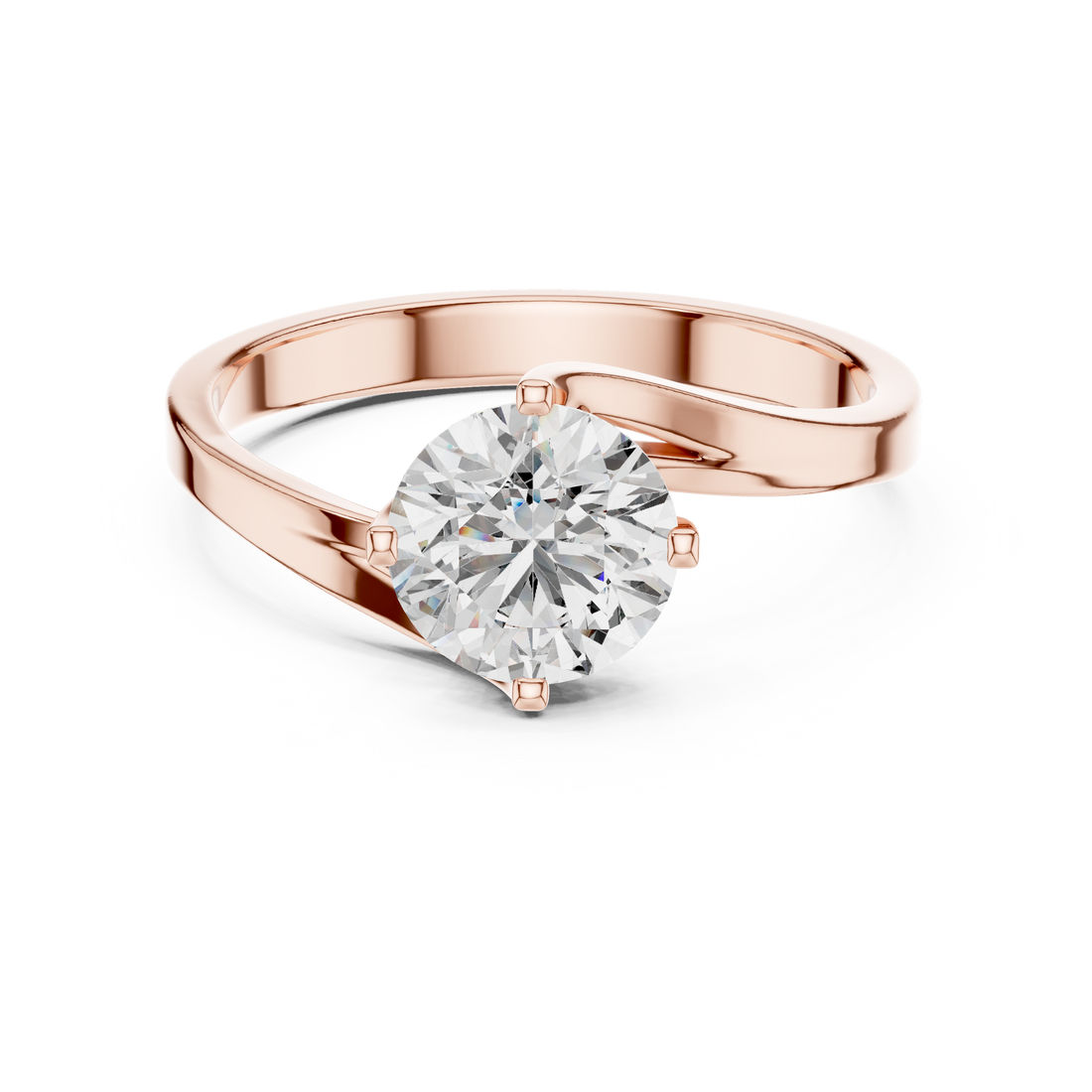 Bypass 1.00 Carat Round Solitaire Diamond Ring