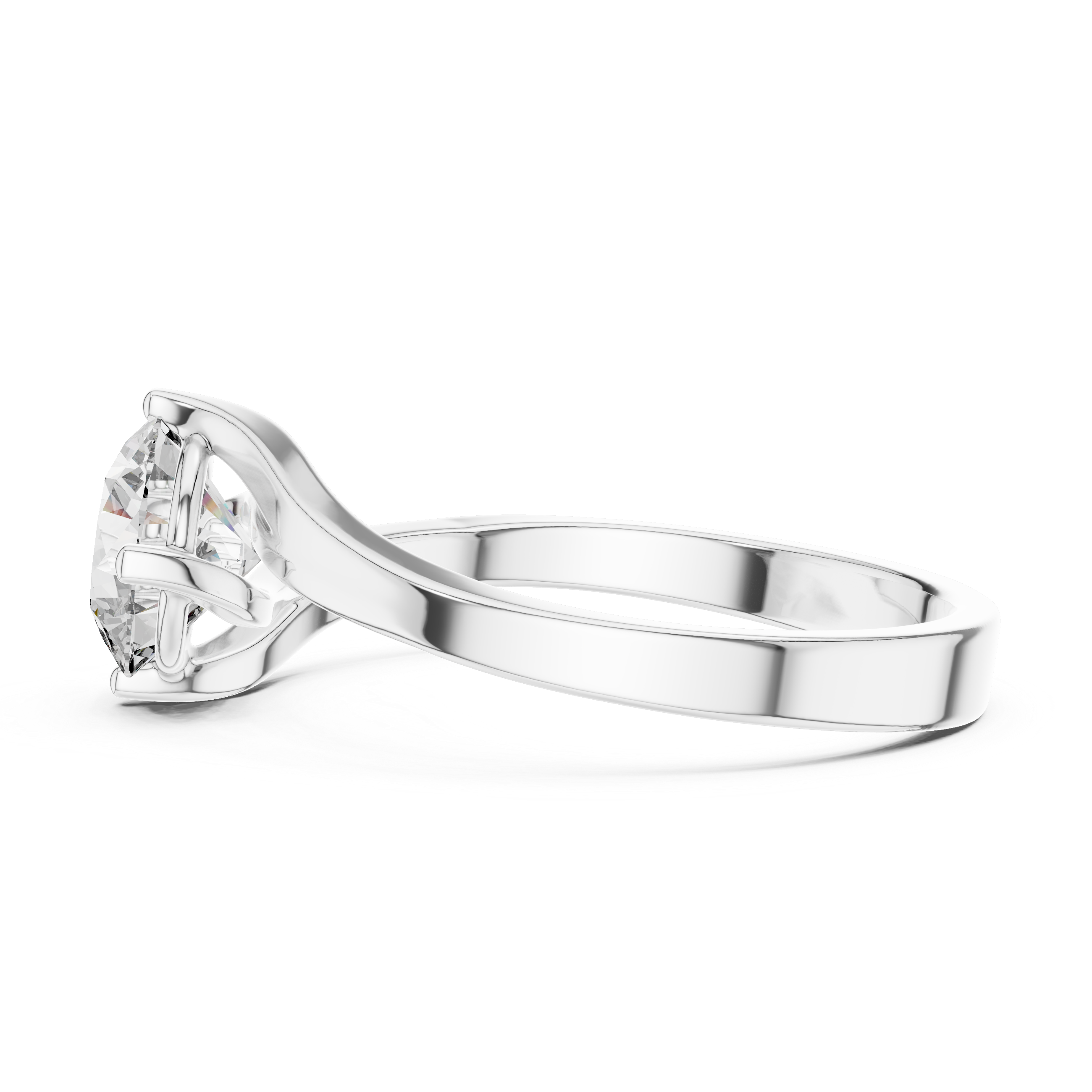 Bypass 1.00 Carat Round Solitaire Diamond Ring