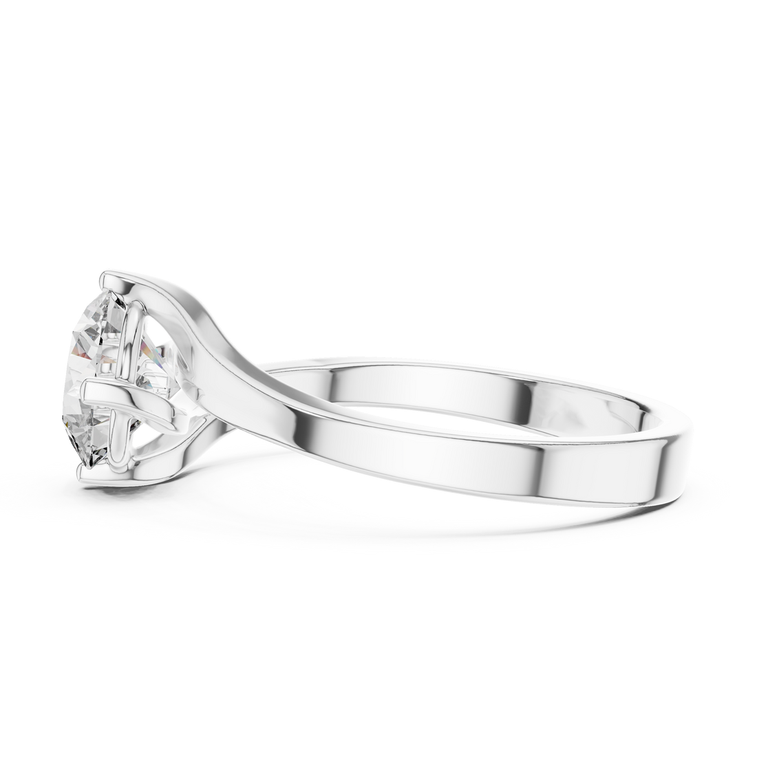 Bypass 1.00 Carat Round Solitaire Diamond Ring