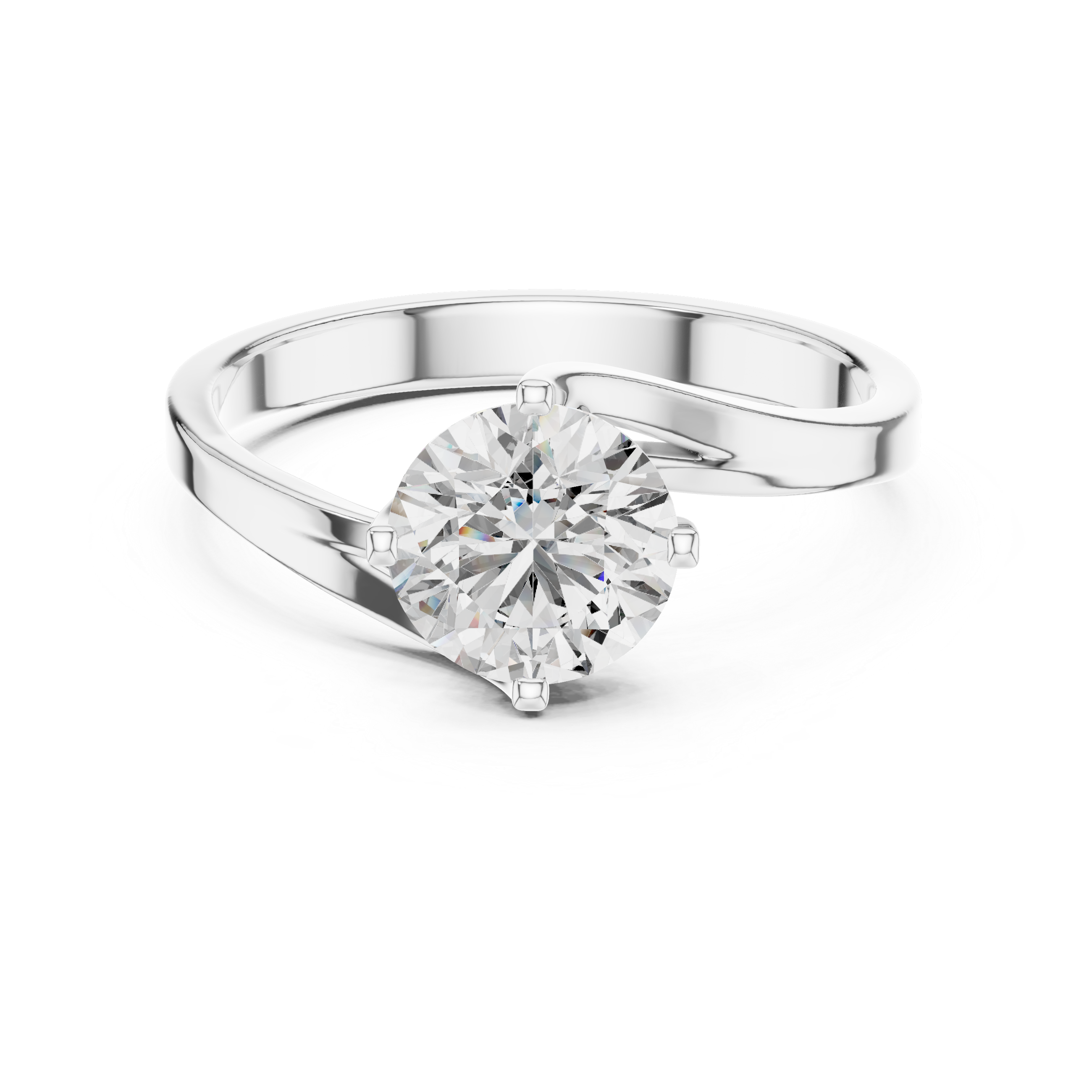 Bypass 1.00 Carat Round Solitaire Diamond Ring