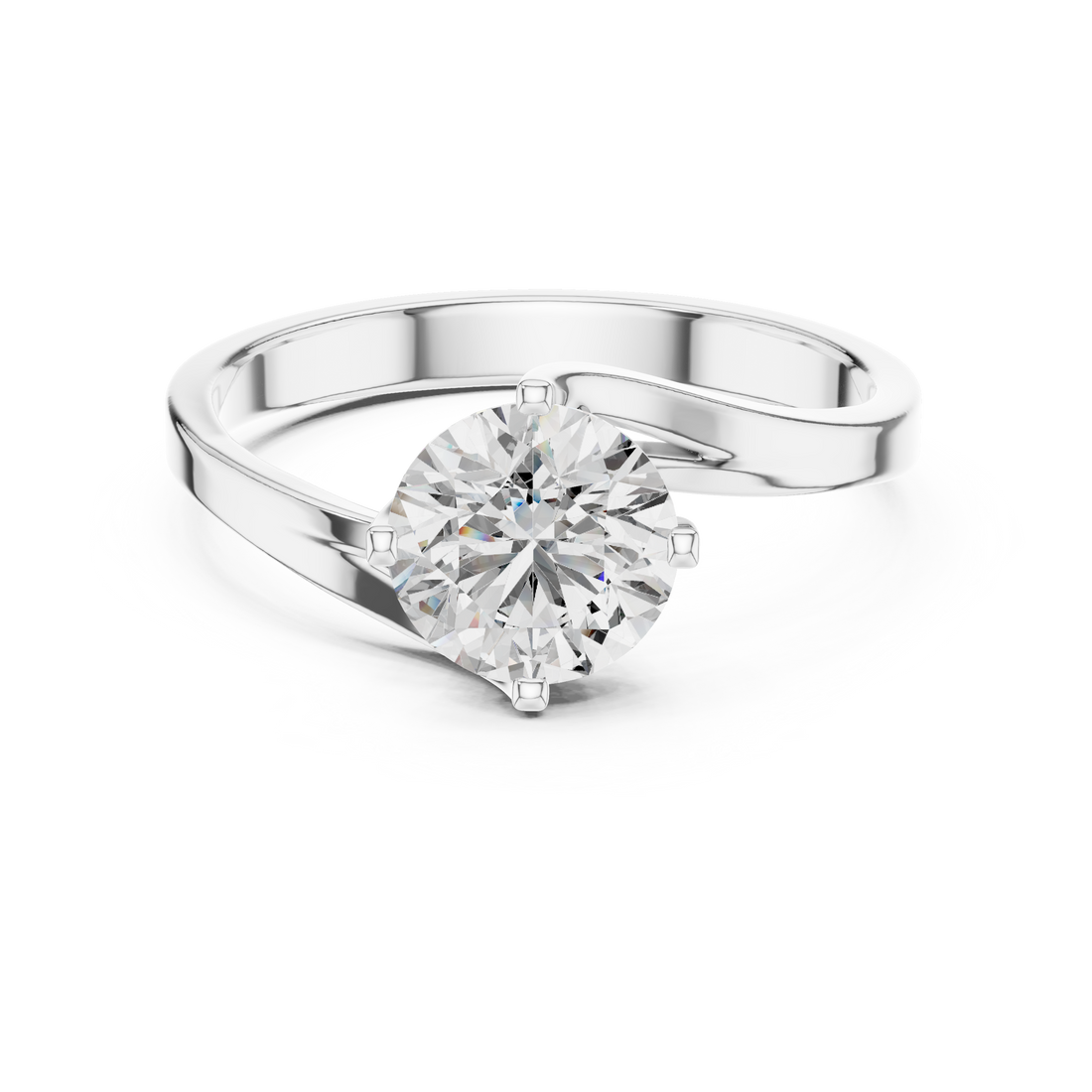 Bypass 1.00 Carat Round Solitaire Diamond Ring