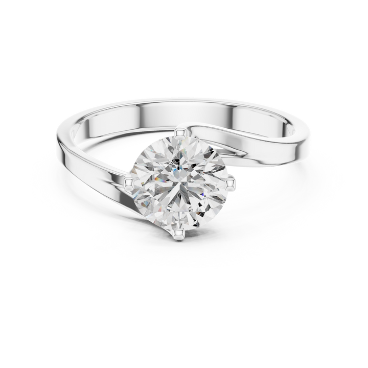 Bypass 1.00 Carat Round Solitaire Diamond Ring