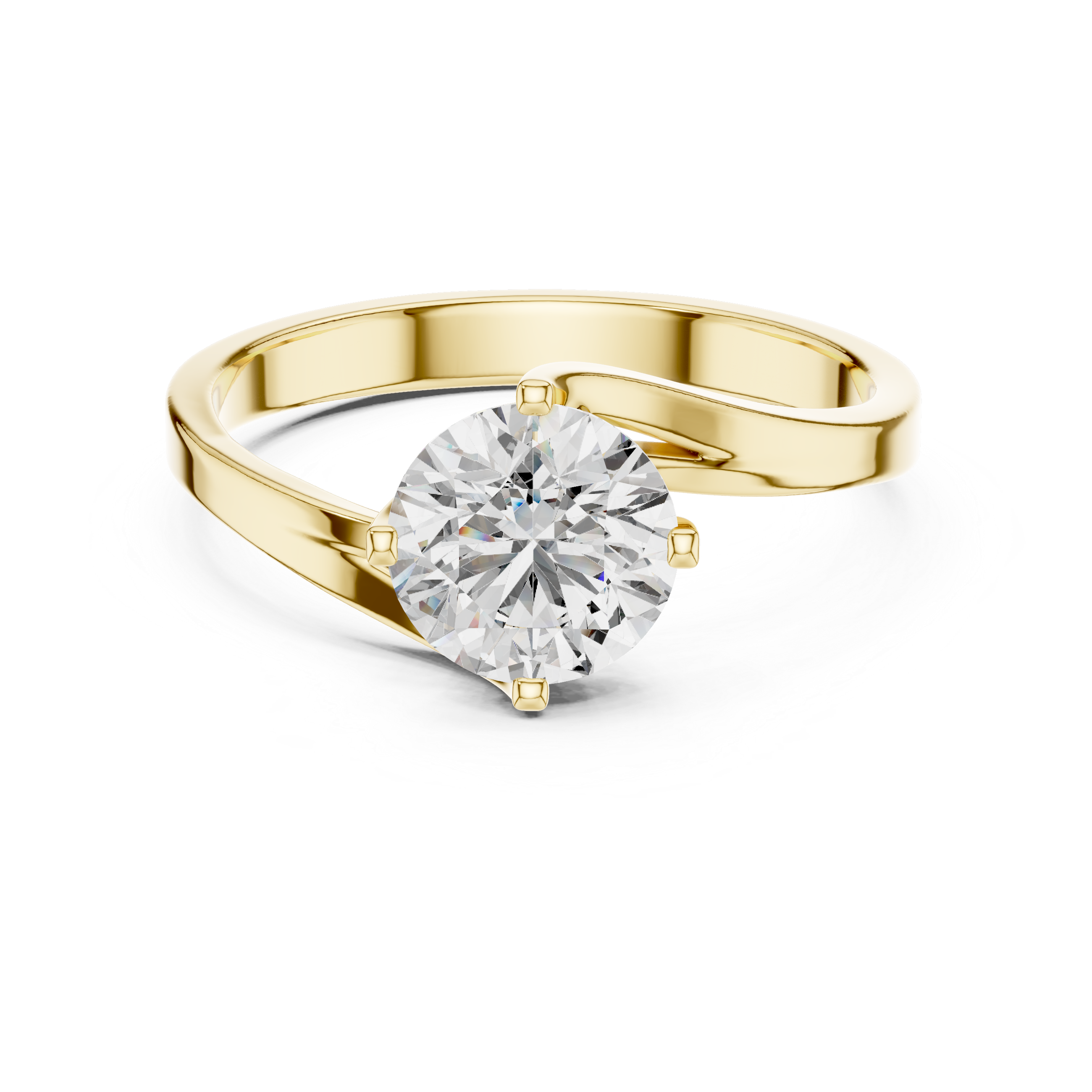 Bypass 1.00 Carat Round Solitaire Diamond Ring