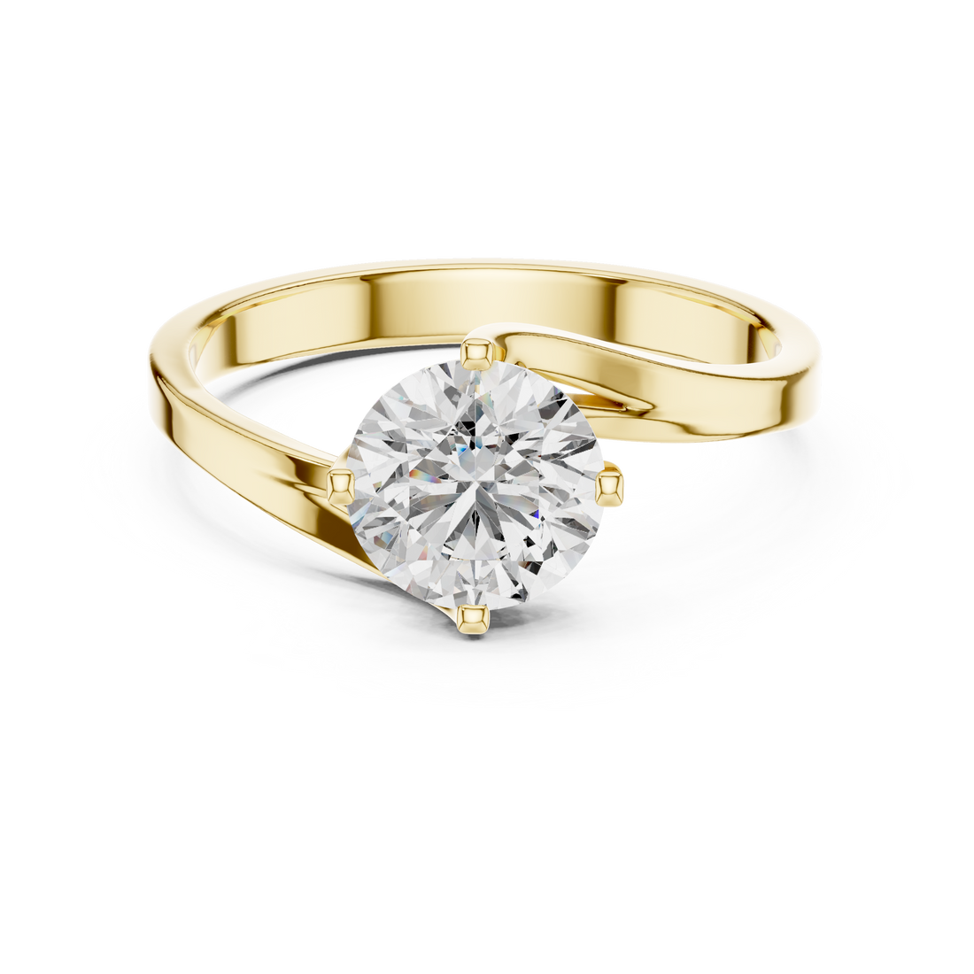 Bypass 1.00 Carat Round Solitaire Diamond Ring