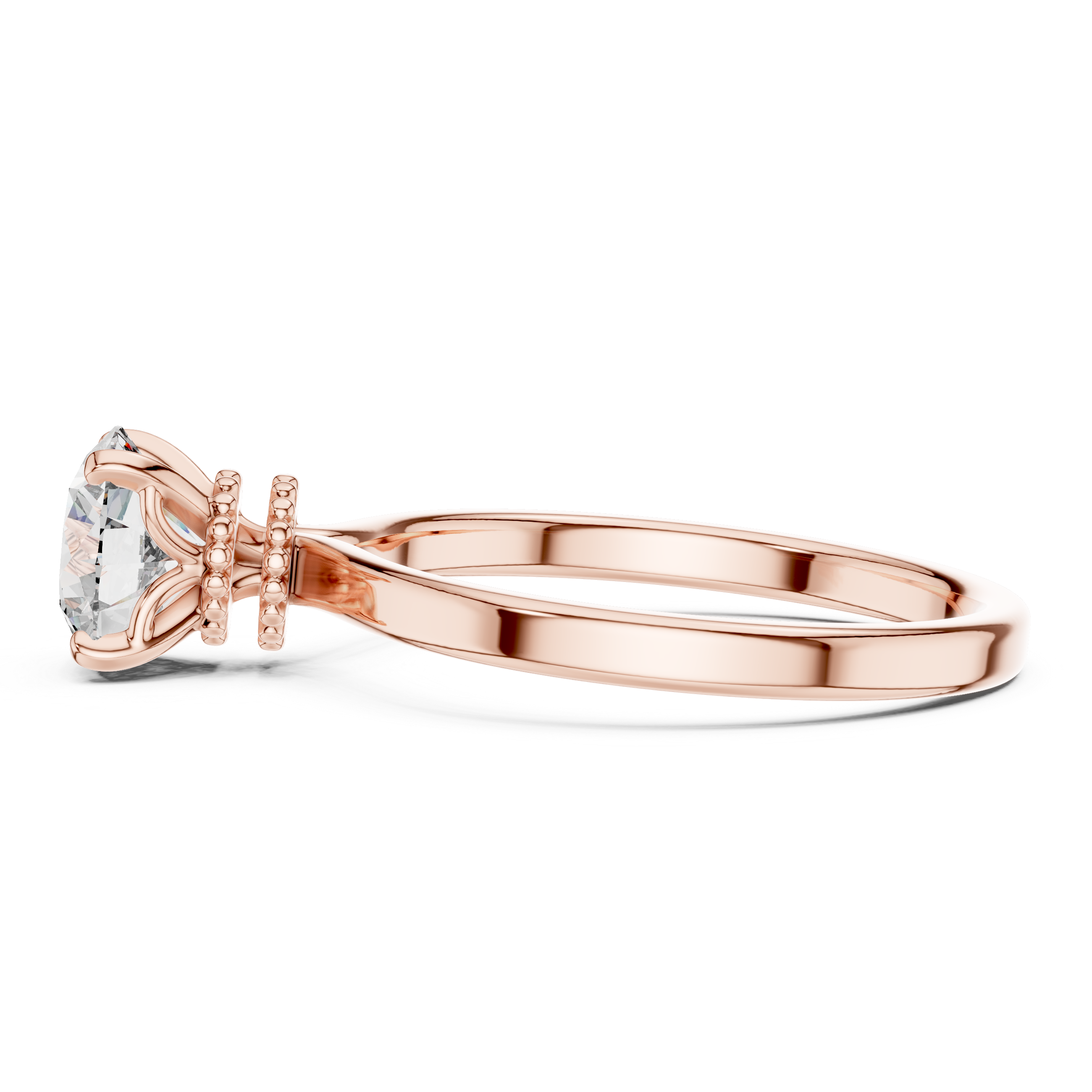 Crown Basket 1.00 Carat Round Solitaire Diamond Ring