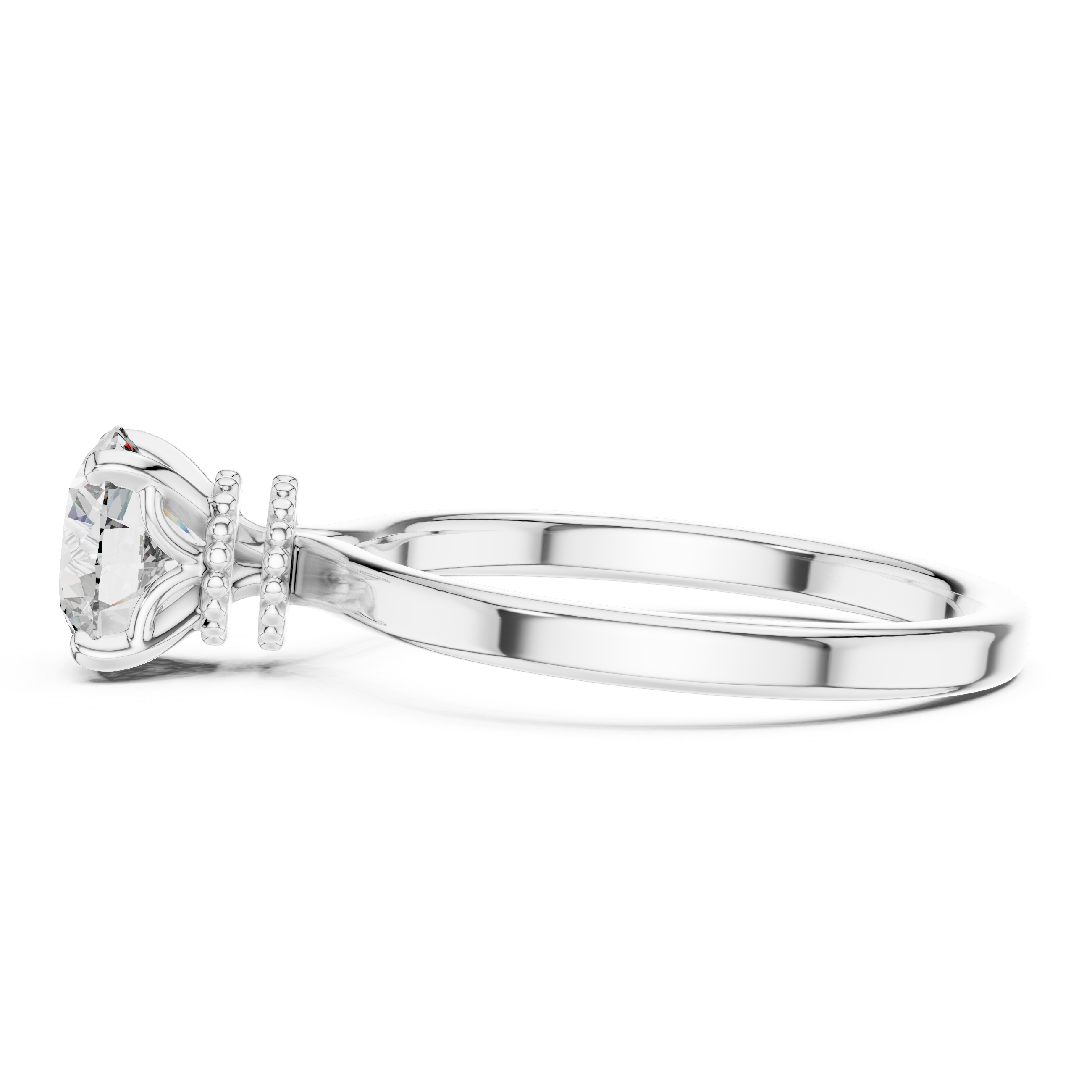 Crown Basket 1.00 Carat Round Solitaire Diamond Ring