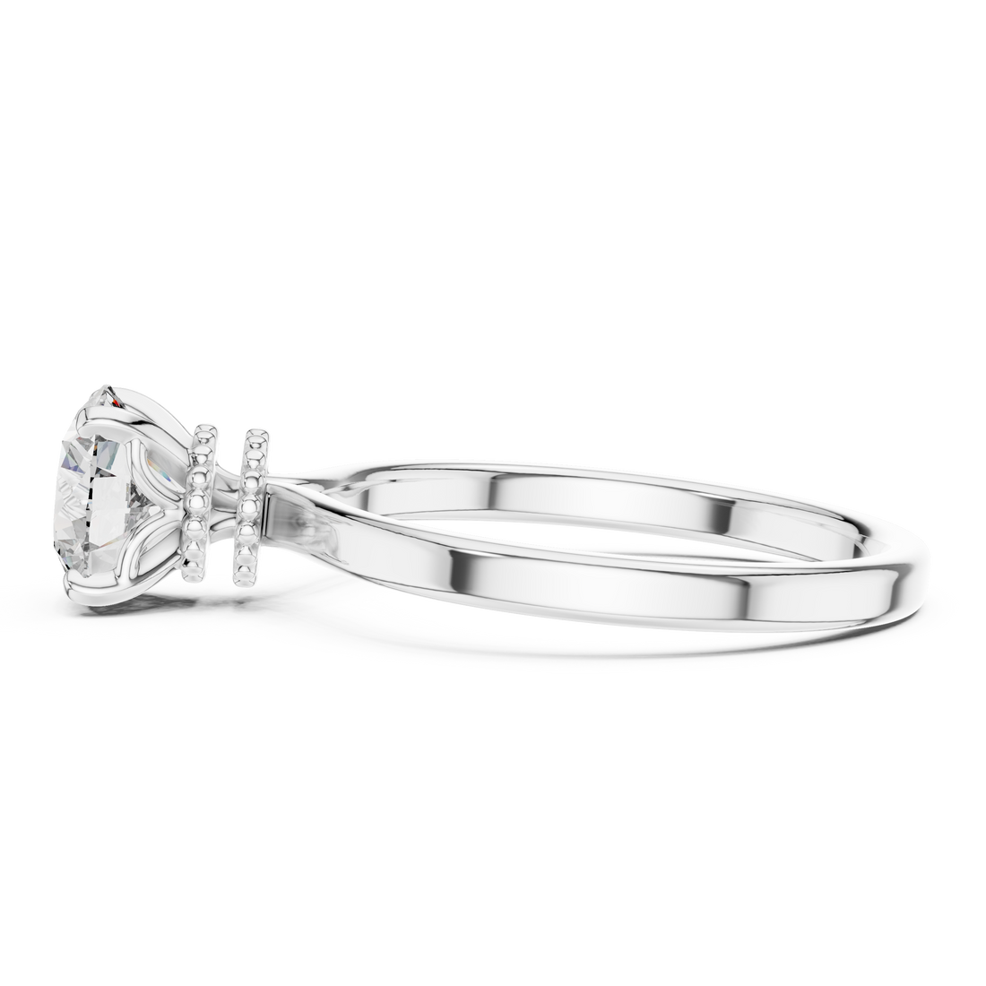 Crown Basket 1.00 Carat Round Solitaire Diamond Ring