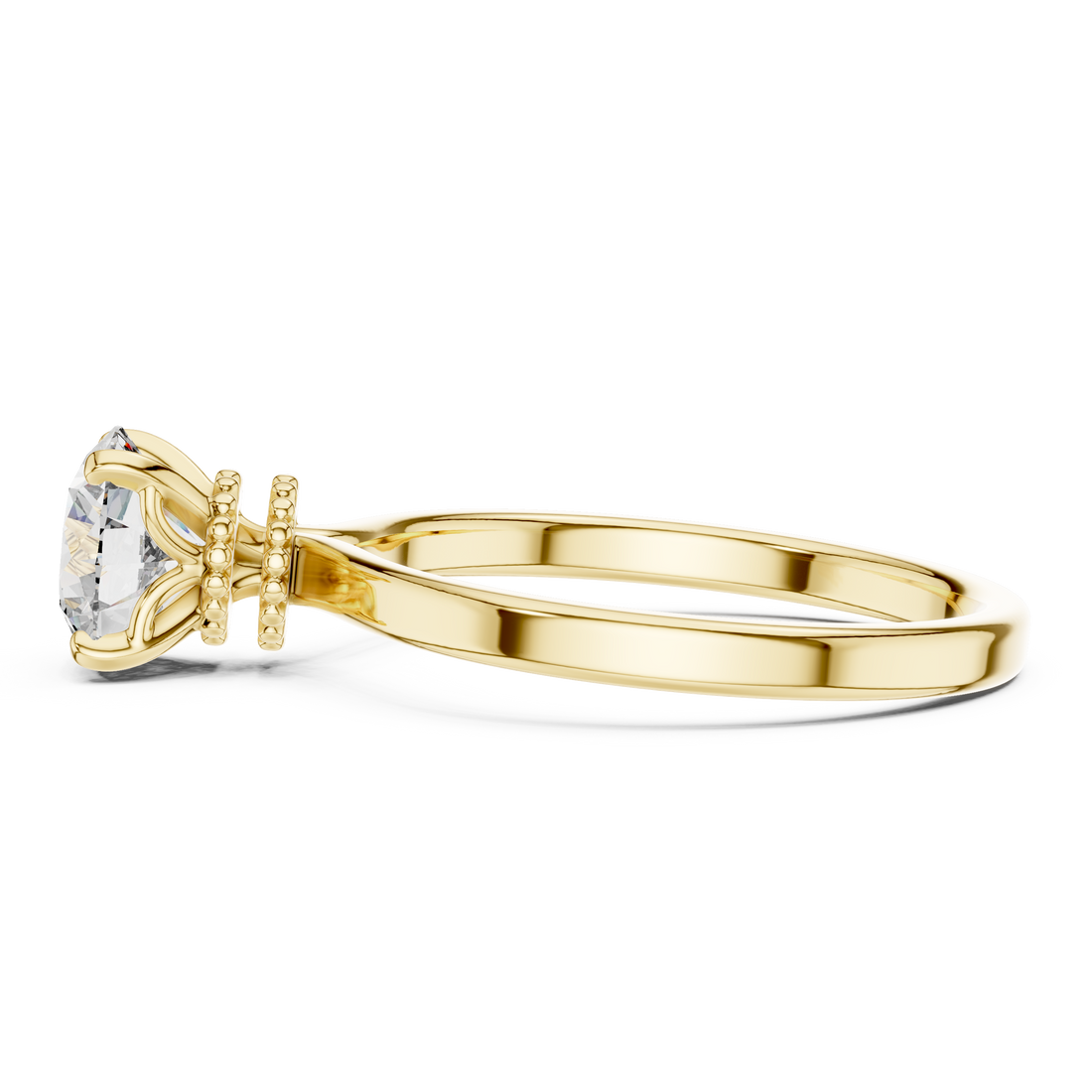 Crown Basket 1.00 Carat Round Solitaire Diamond Ring