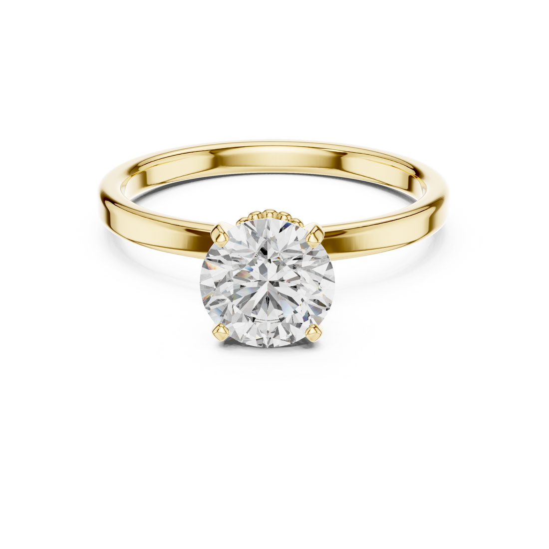 Crown Basket 1.00 Carat Round Solitaire Diamond Ring