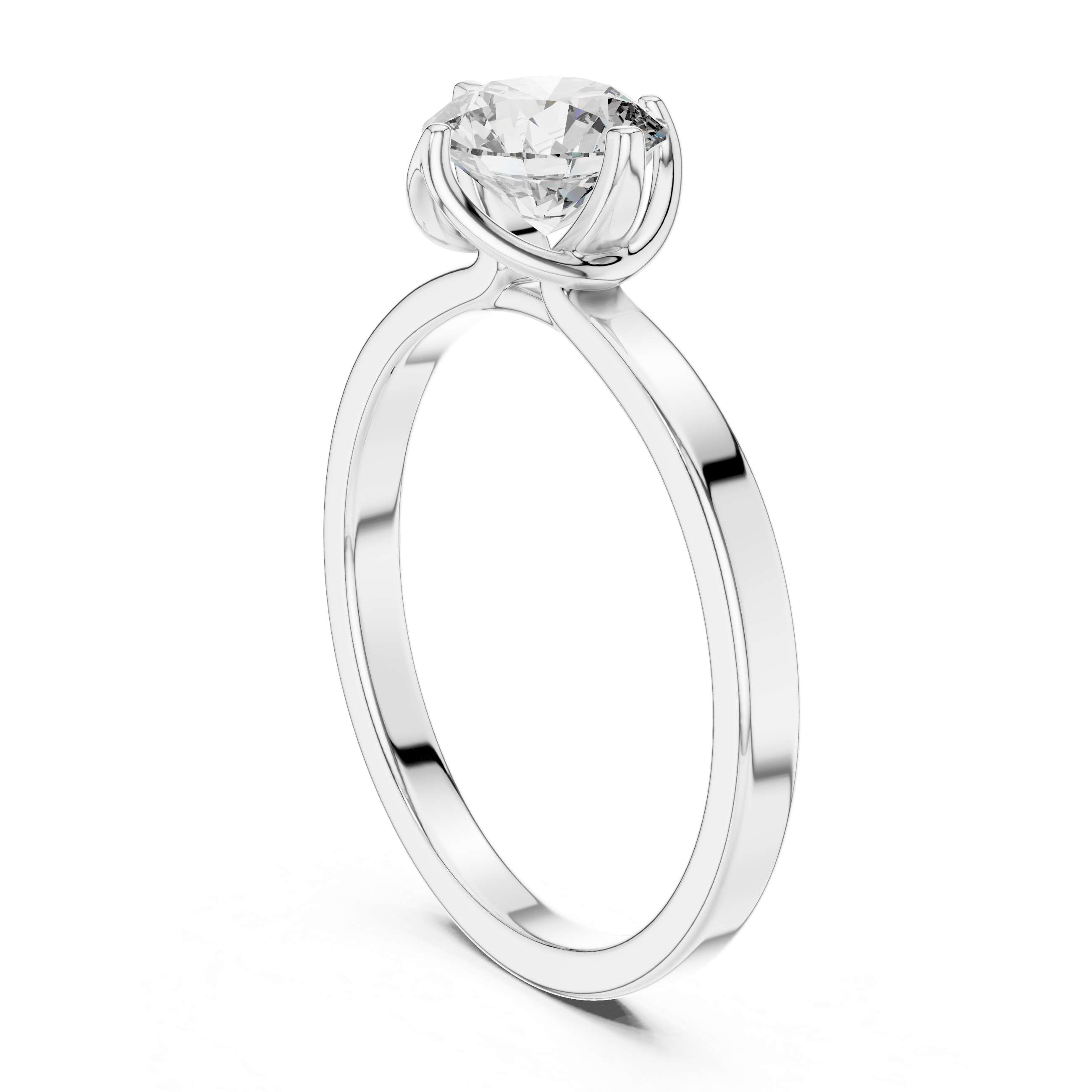 Classic Tapered-Band 1.00 Carat Round Solitaire Diamond Ring