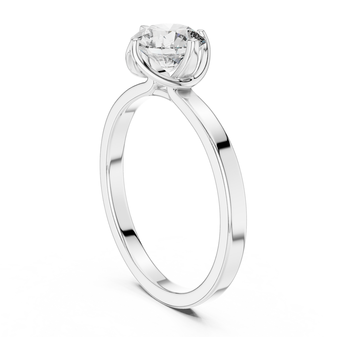Classic Tapered-Band 1.00 Carat Round Solitaire Diamond Ring
