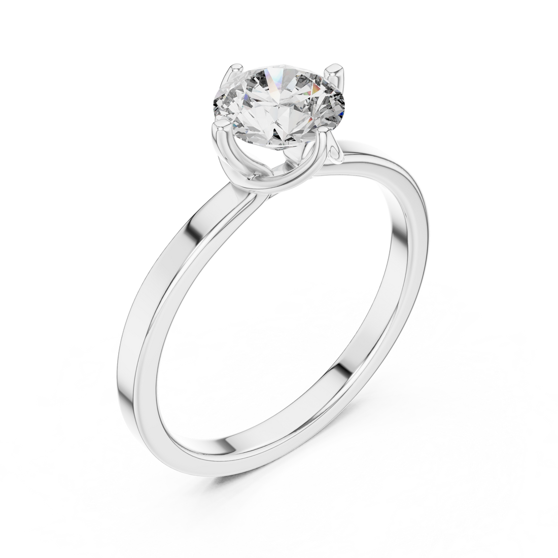 Classic Tapered-Band 1.00 Carat Round Solitaire Diamond Ring