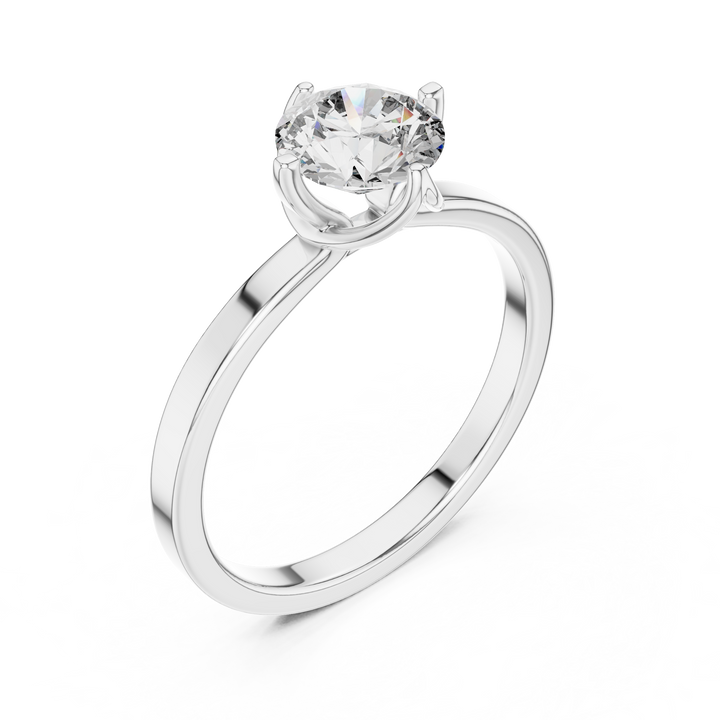 Classic Tapered-Band 1.00 Carat Round Solitaire Diamond Ring